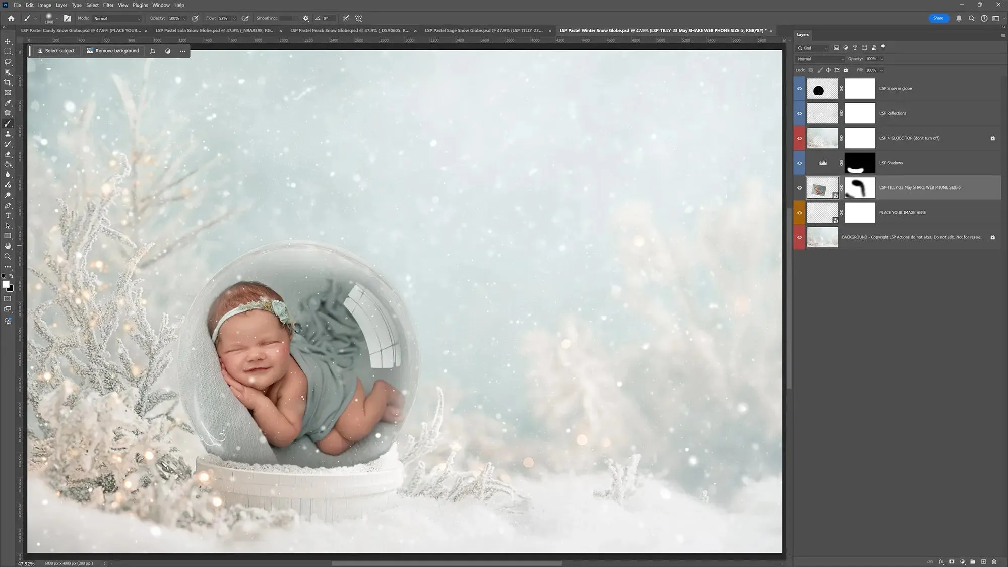 Pastel Snow Globe Digital Backgrounds V3