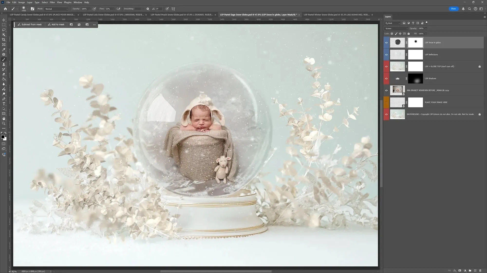 Pastel Snow Globe Digital Backgrounds V3