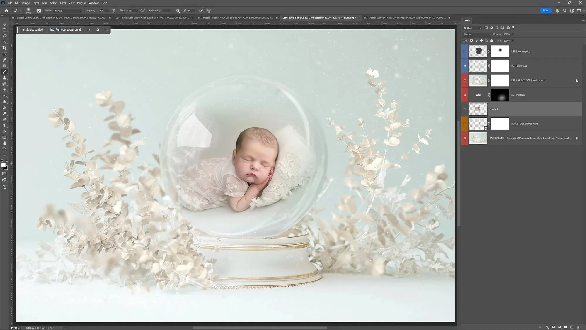 Pastel Snow Globe Digital Backgrounds V3