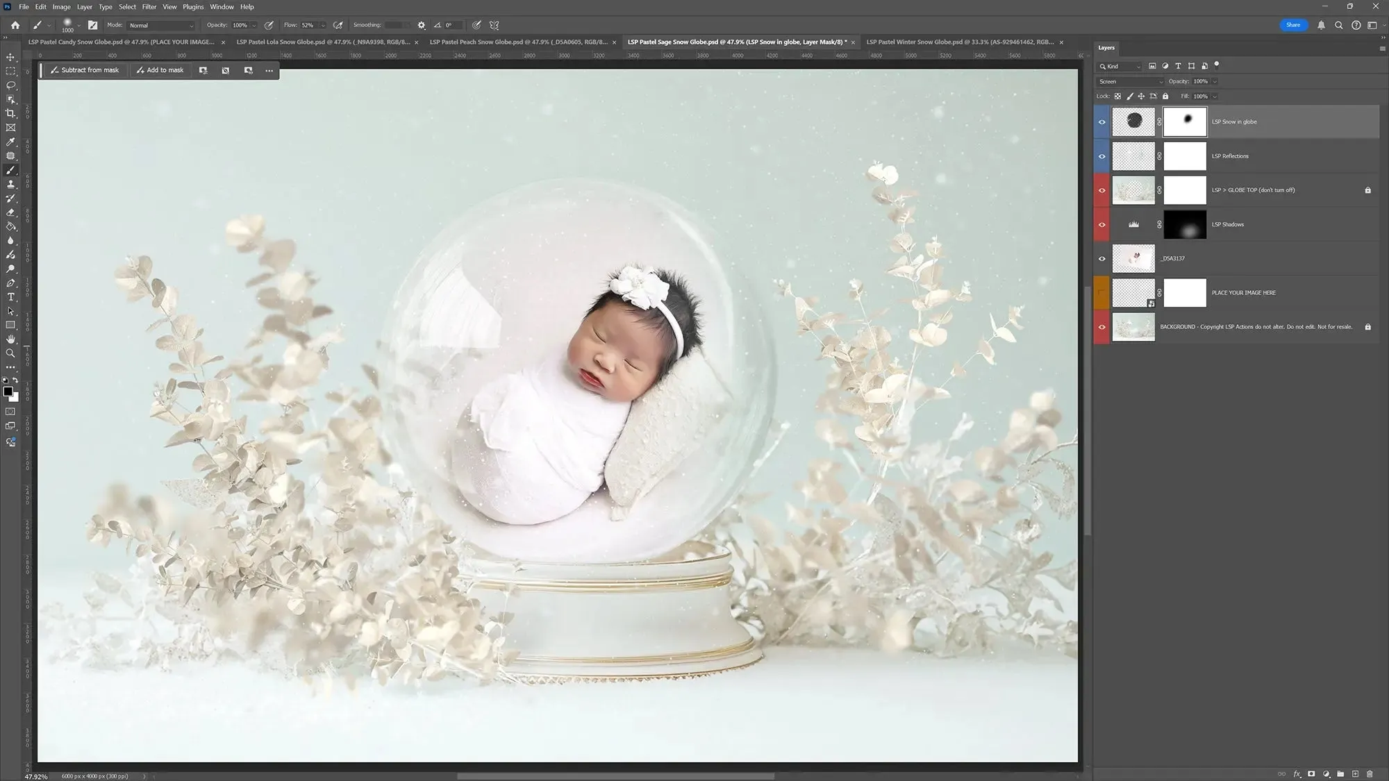 Pastel Snow Globe Digital Backgrounds V3