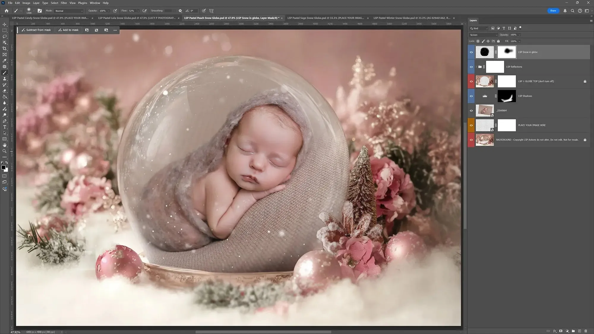 Pastel Snow Globe Digital Backgrounds V3