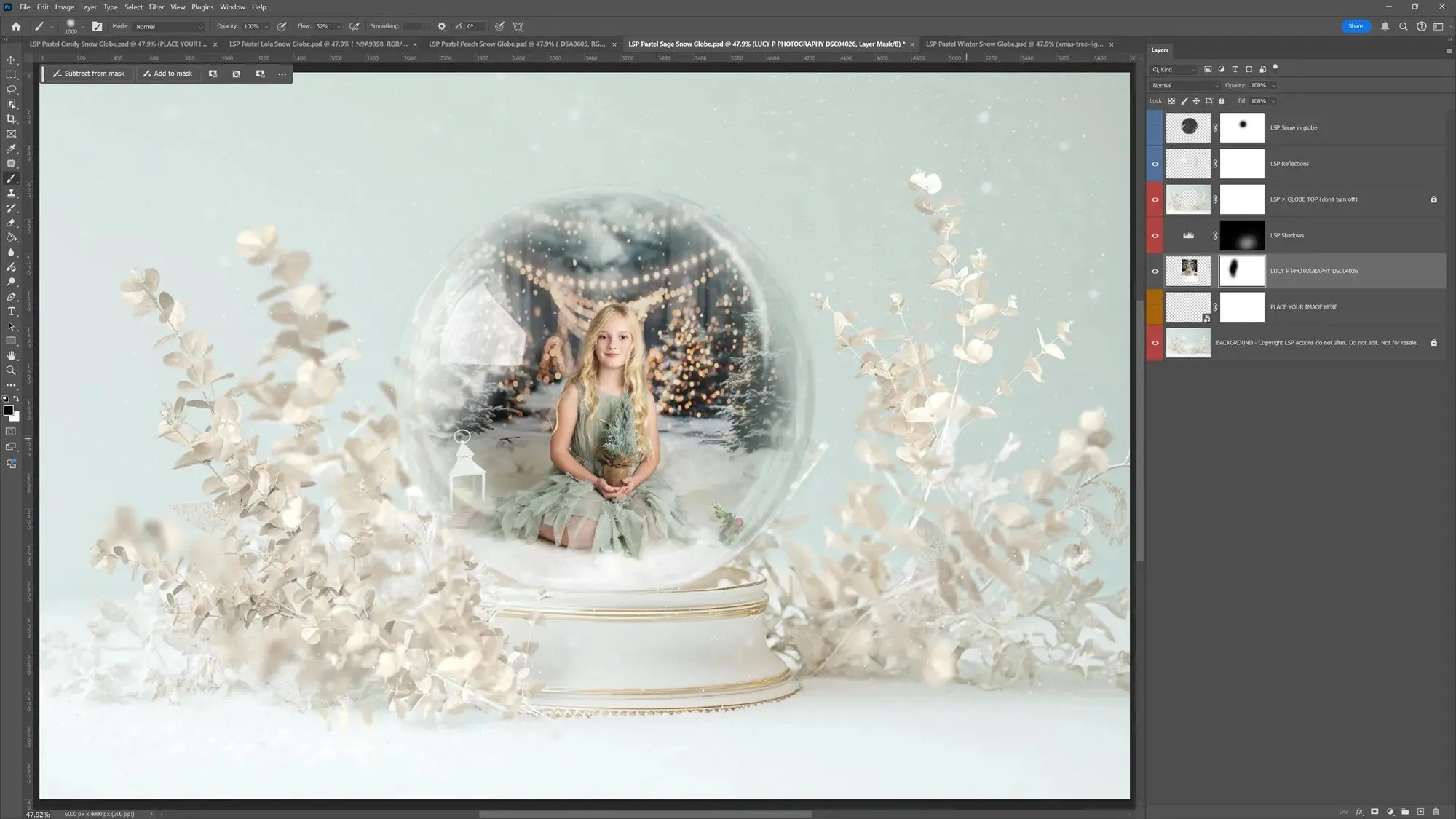 Pastel Snow Globe Digital Backgrounds V3