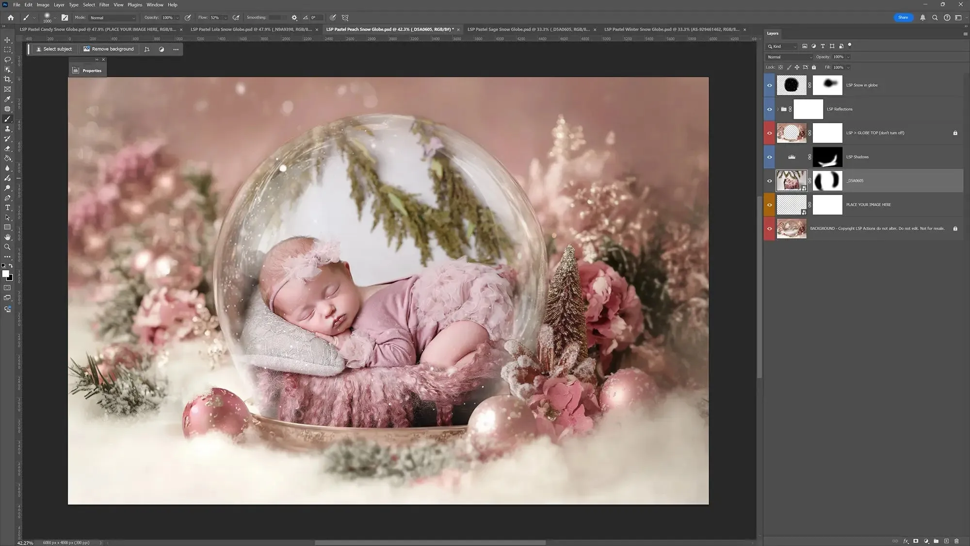 Pastel Snow Globe Digital Backgrounds V3