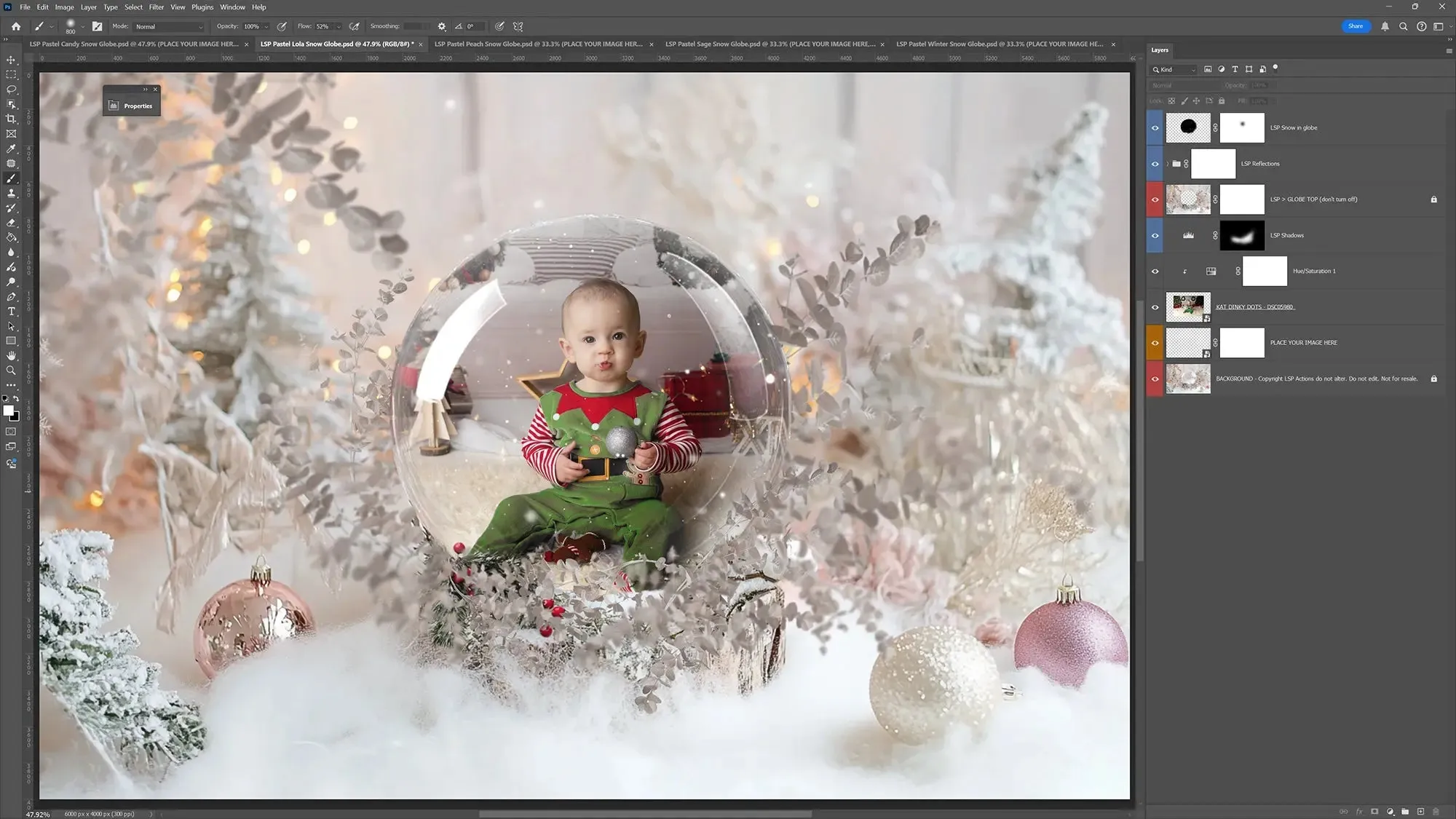 Pastel Snow Globe Digital Backgrounds V3