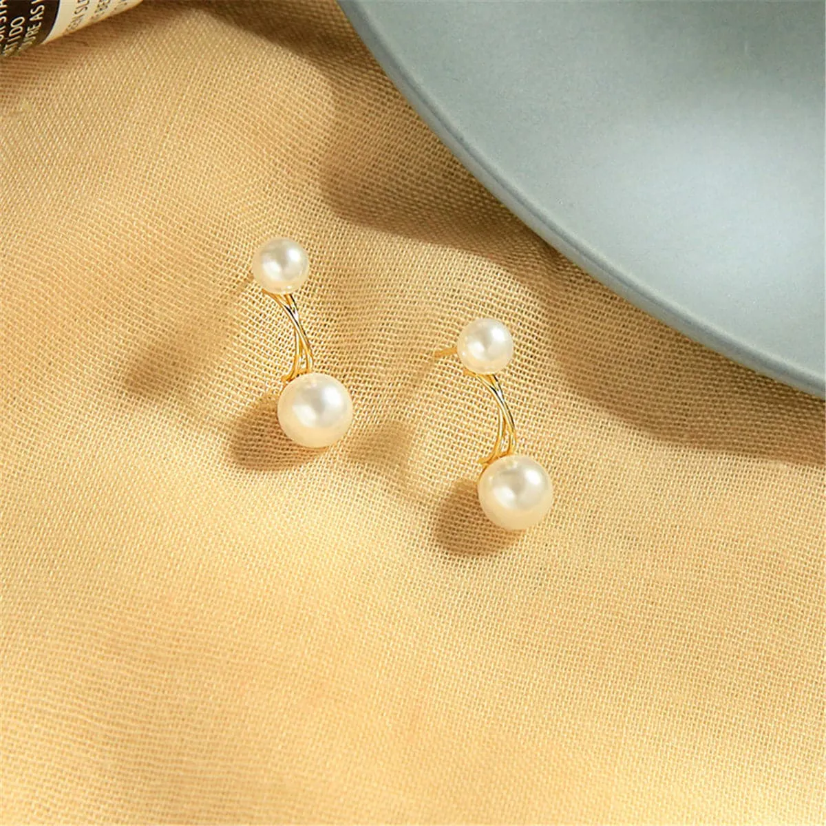 Pearl & 18K Gold-Plated Double Drop Earrings