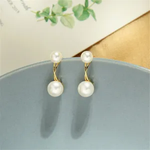 Pearl & 18K Gold-Plated Double Drop Earrings