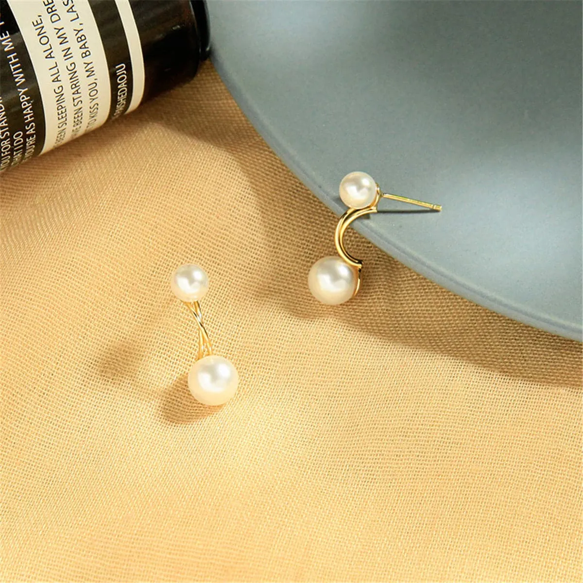 Pearl & 18K Gold-Plated Double Drop Earrings
