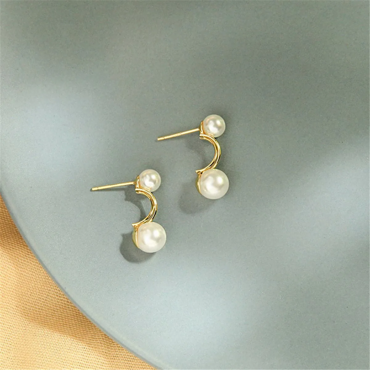 Pearl & 18K Gold-Plated Double Drop Earrings