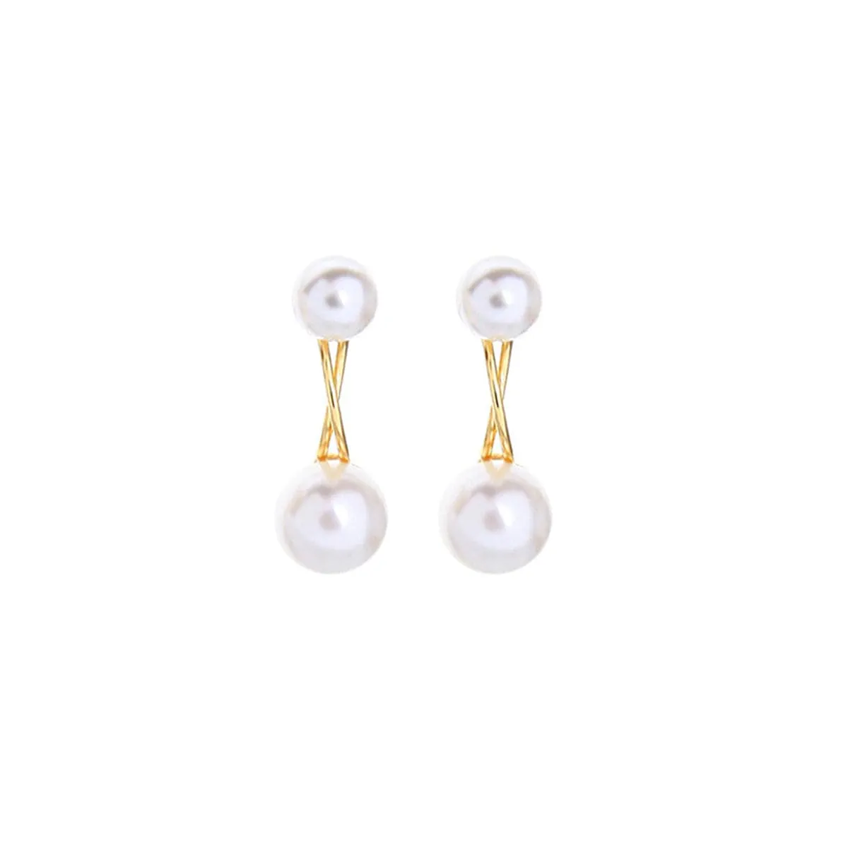 Pearl & 18K Gold-Plated Double Drop Earrings