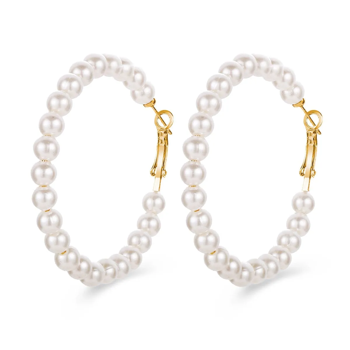 Pearl & 18K Gold-Plated Hoop Earrings