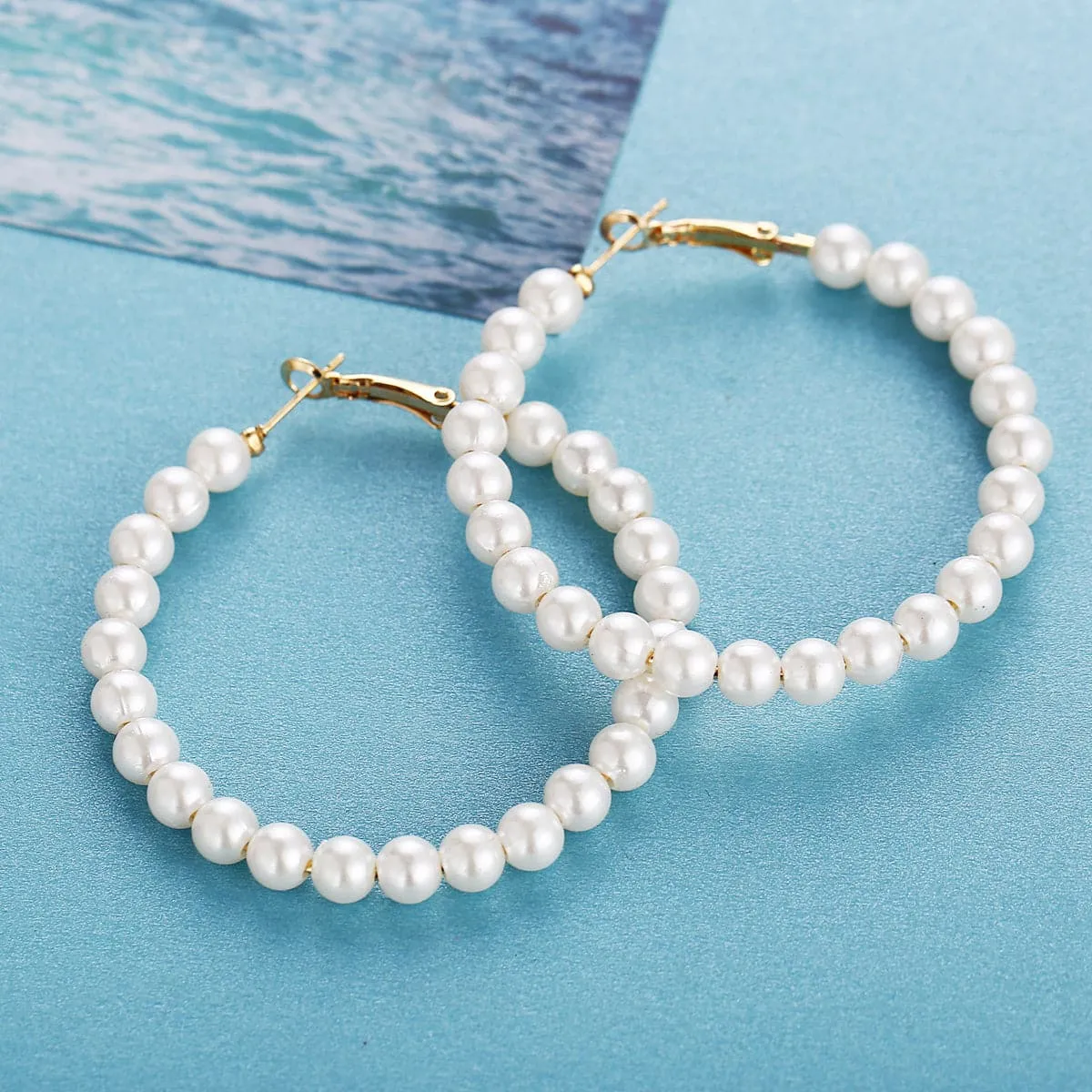 Pearl & 18K Gold-Plated Hoop Earrings