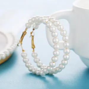 Pearl & 18K Gold-Plated Hoop Earrings