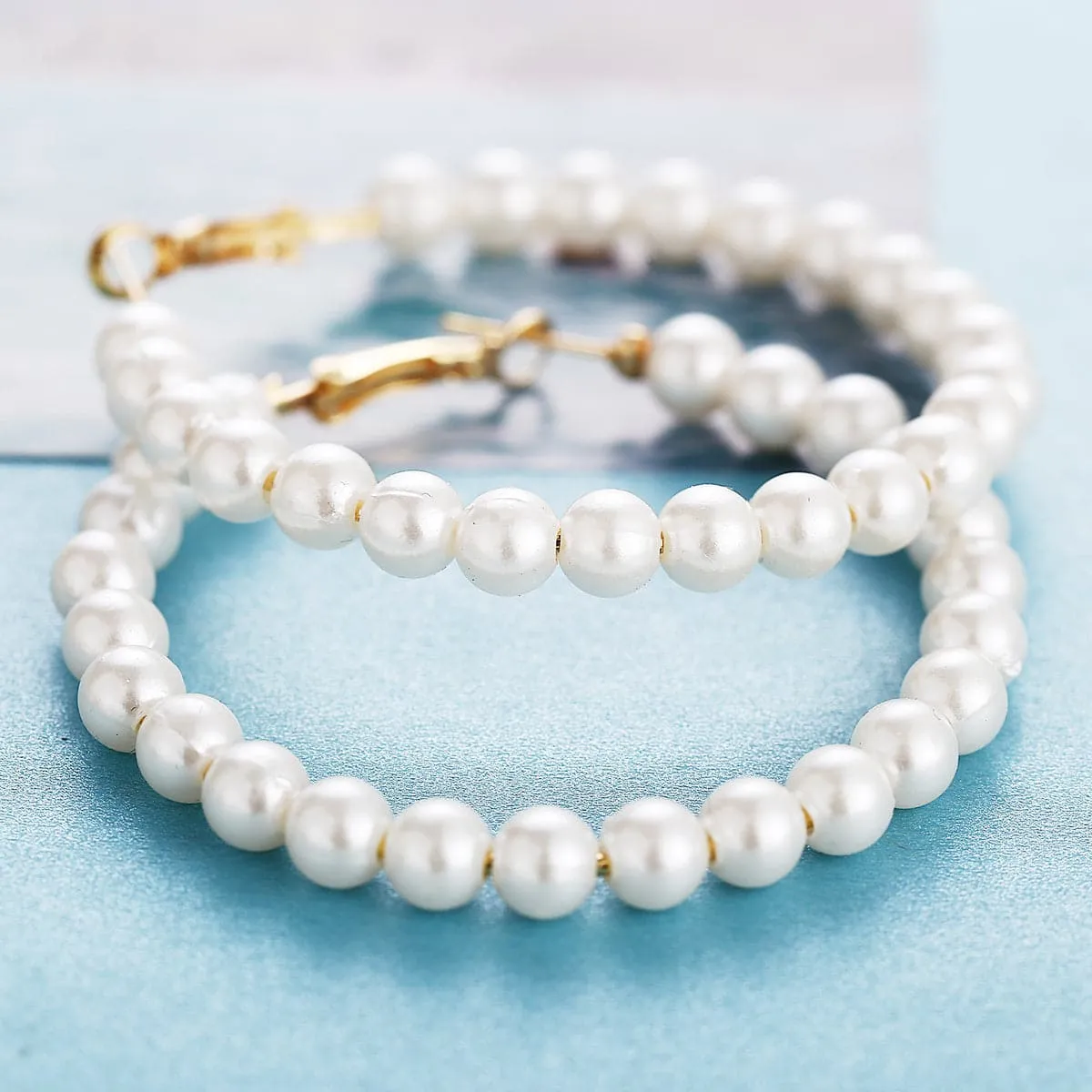 Pearl & 18K Gold-Plated Hoop Earrings
