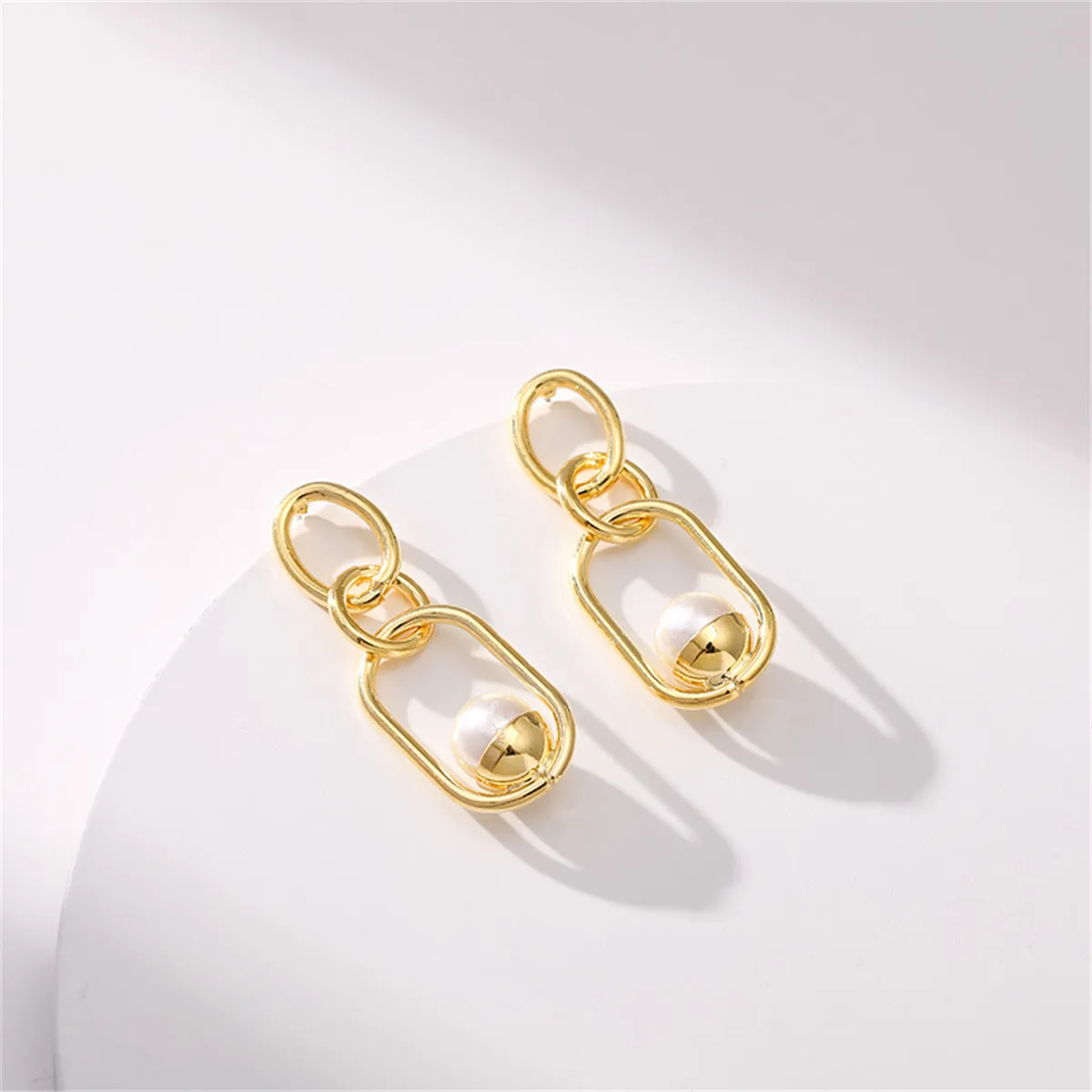 Pearl & 18K Gold-Plated Oval Drop Earrings