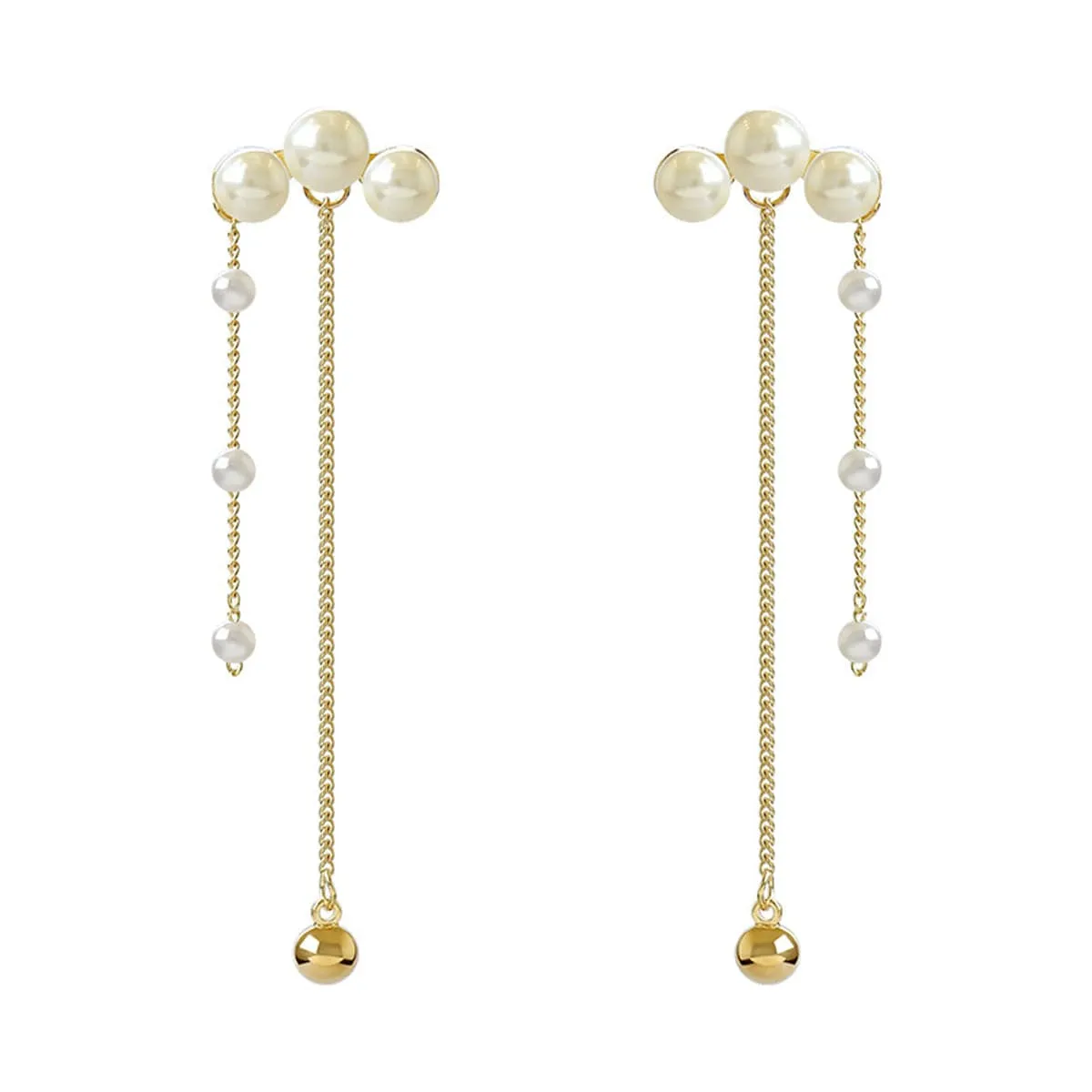 Pearl & 18K Gold-Plated Tassel Drop Earrings
