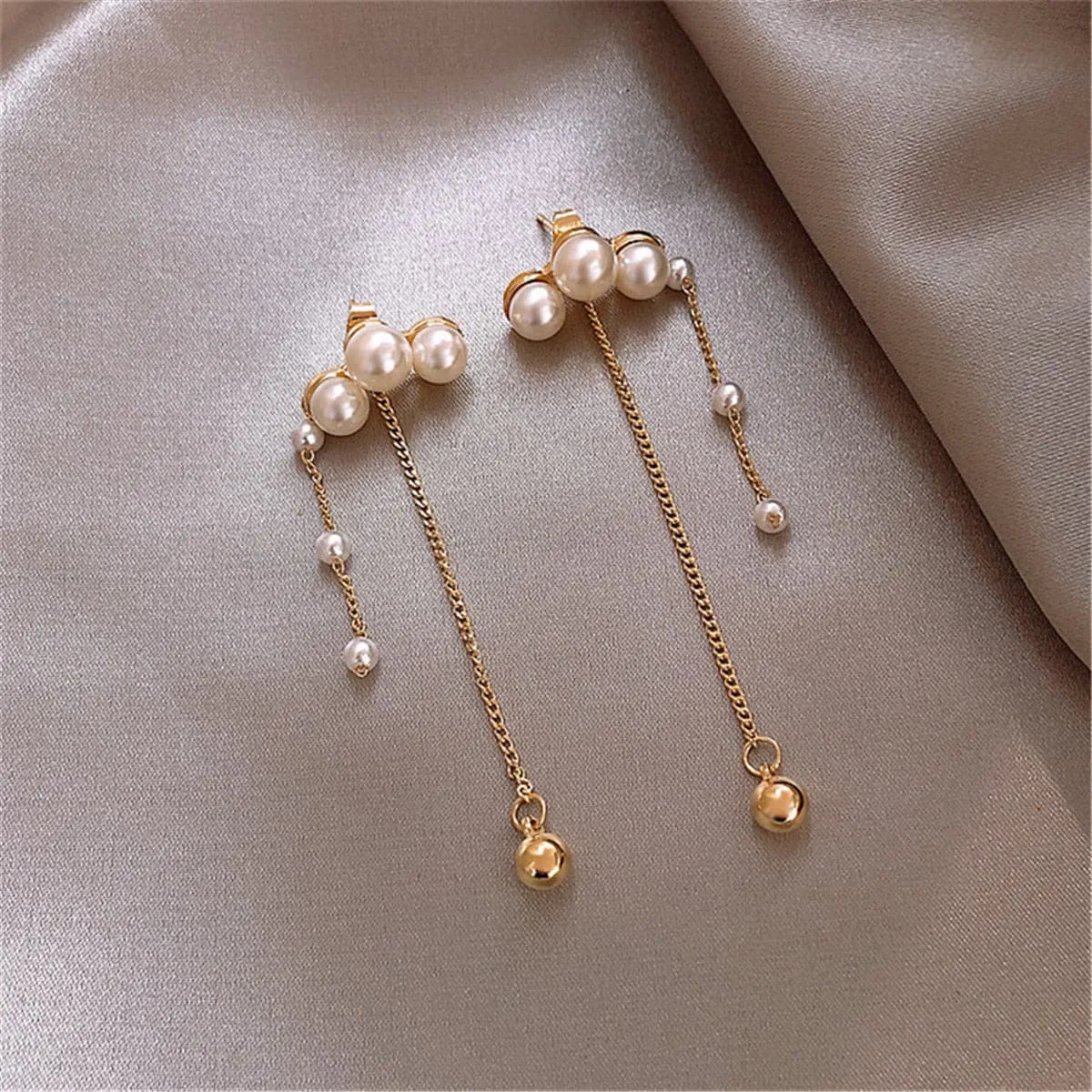 Pearl & 18K Gold-Plated Tassel Drop Earrings