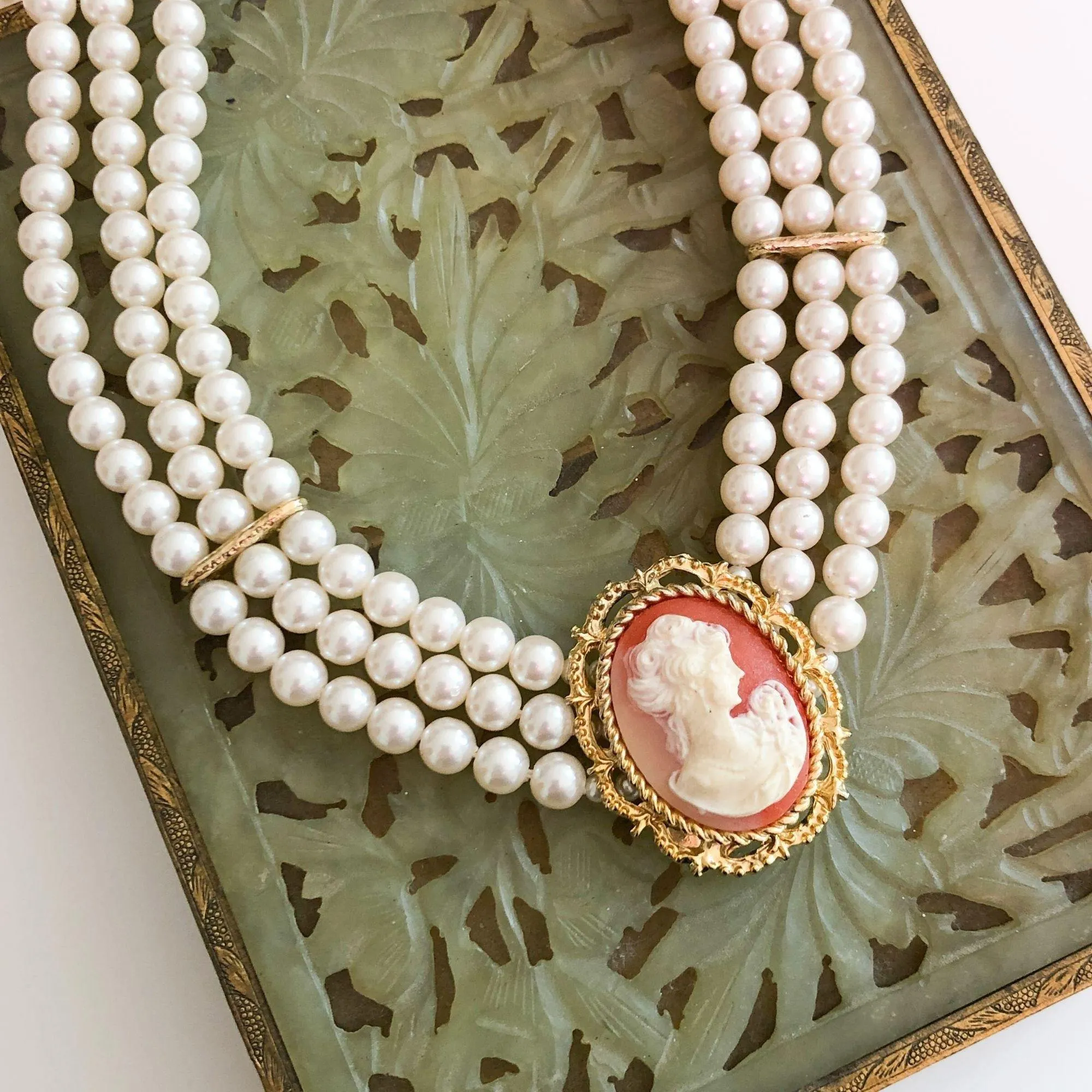 Pearl and Cameo Necklace