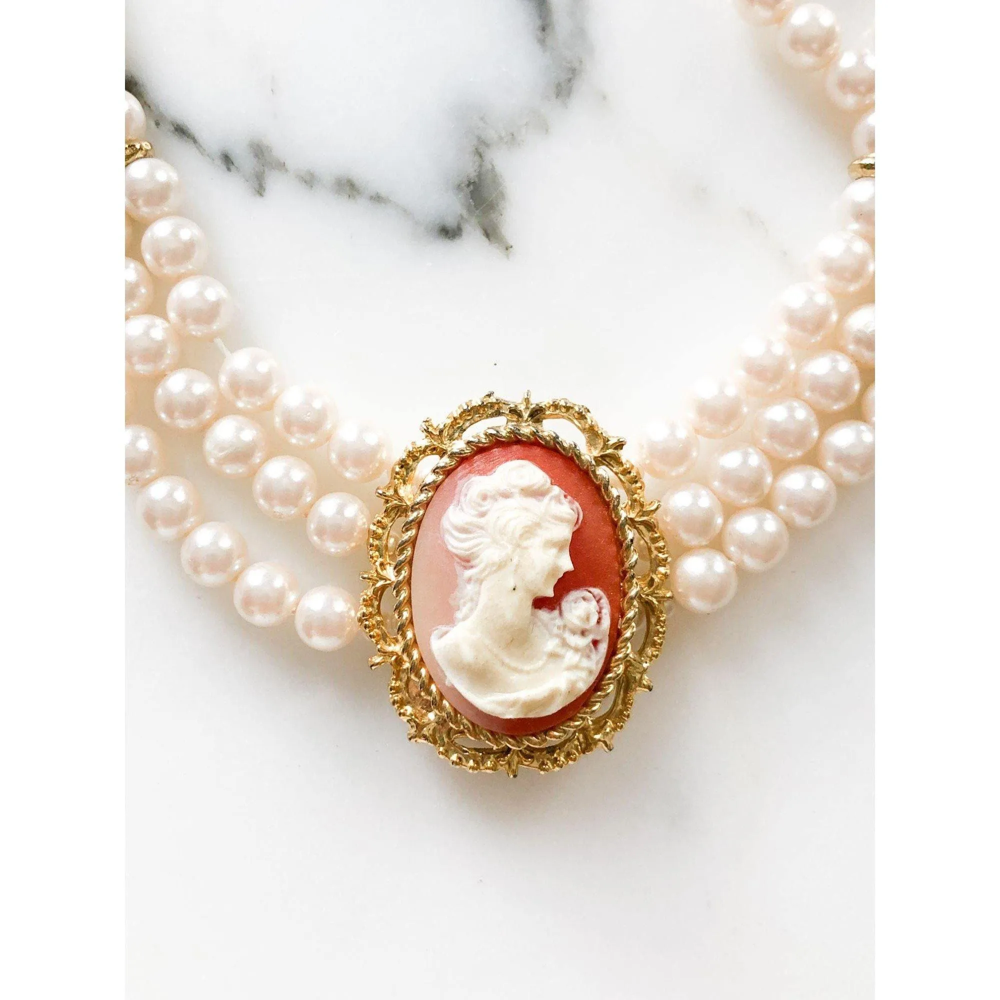 Pearl and Cameo Necklace