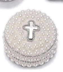 Pearl and Cross Rosary Box (Round)