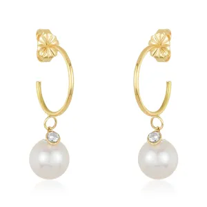Pearl and Diamond Hoops