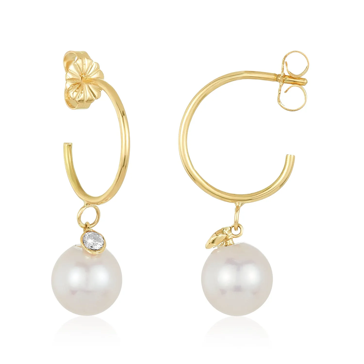 Pearl and Diamond Hoops