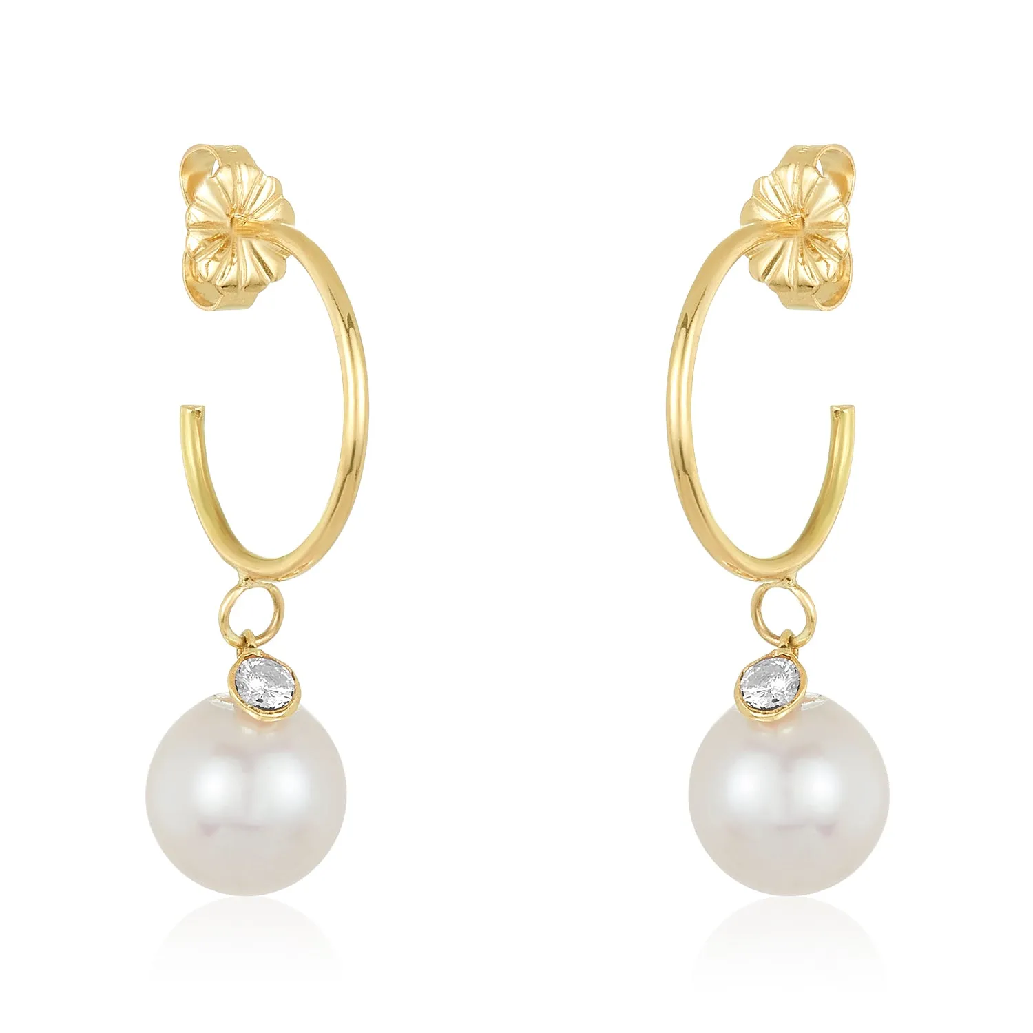 Pearl and Diamond Hoops