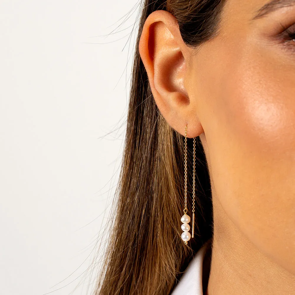 Pearl Drop Chain Threader Earring