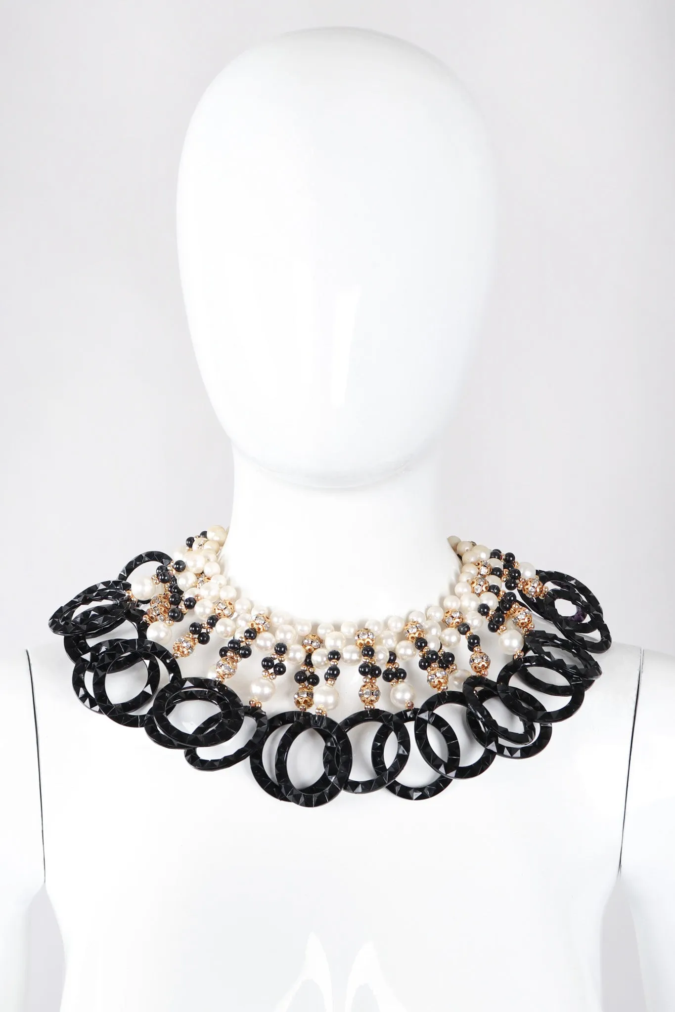 Pearl Lucite Ring Collar Necklace