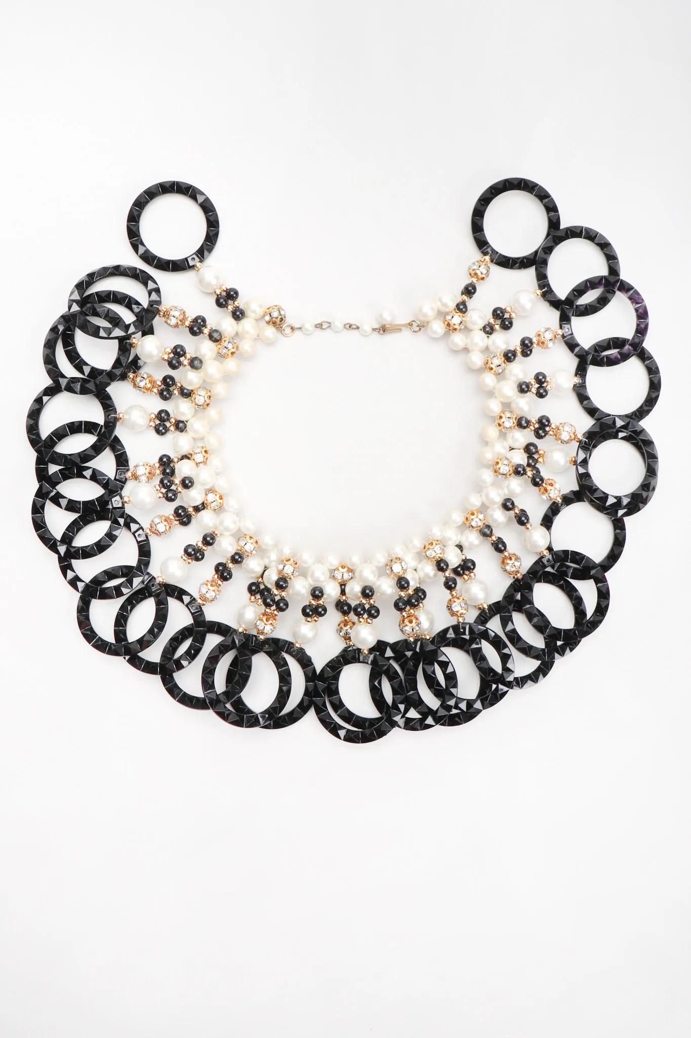 Pearl Lucite Ring Collar Necklace
