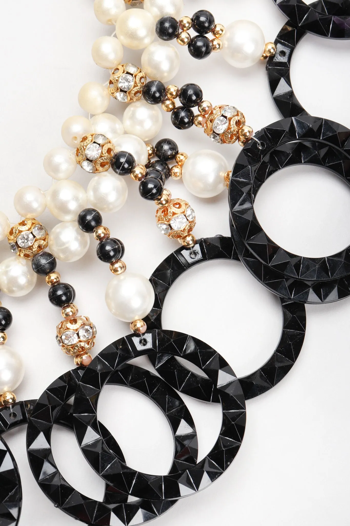 Pearl Lucite Ring Collar Necklace