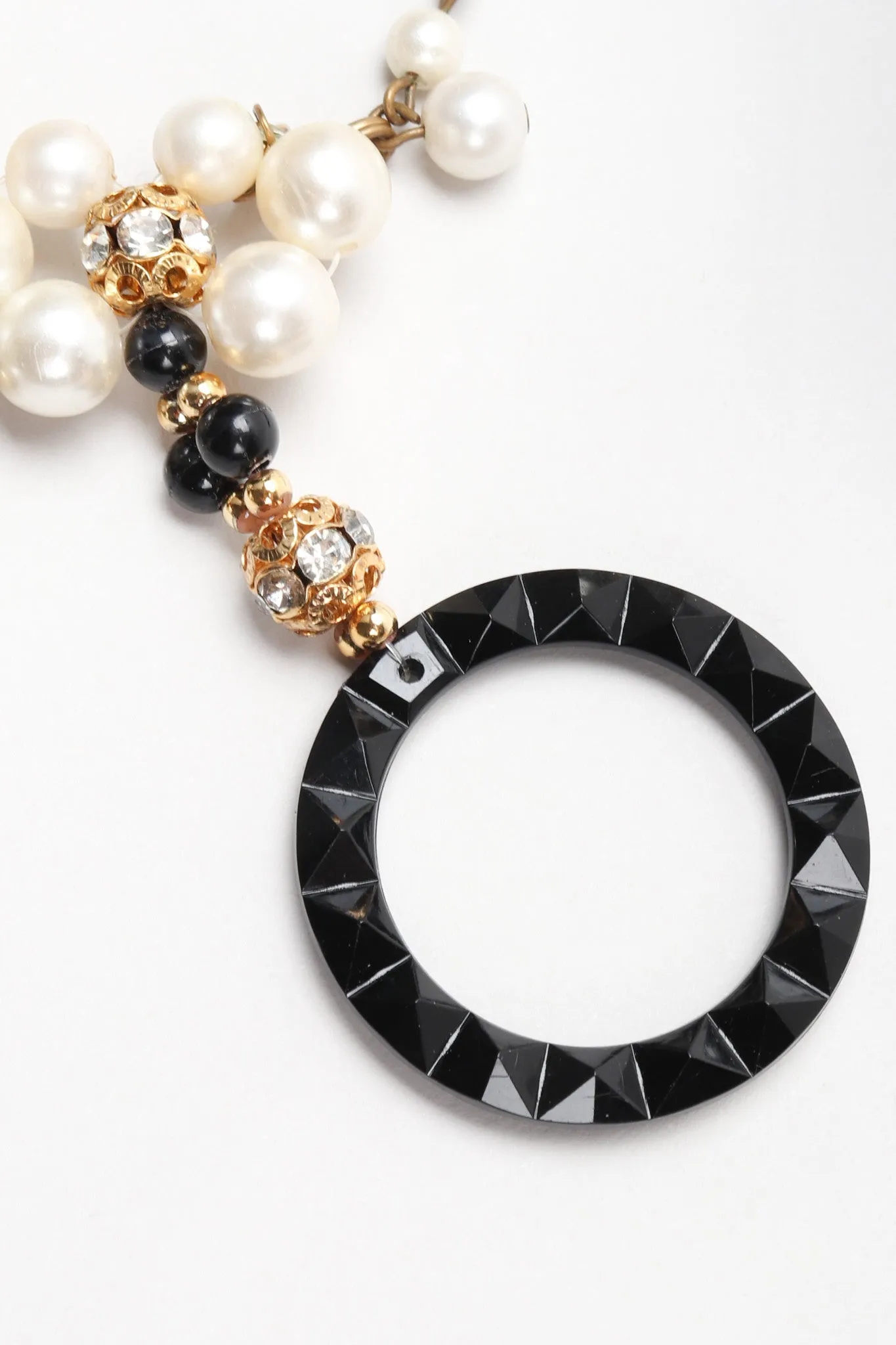 Pearl Lucite Ring Collar Necklace