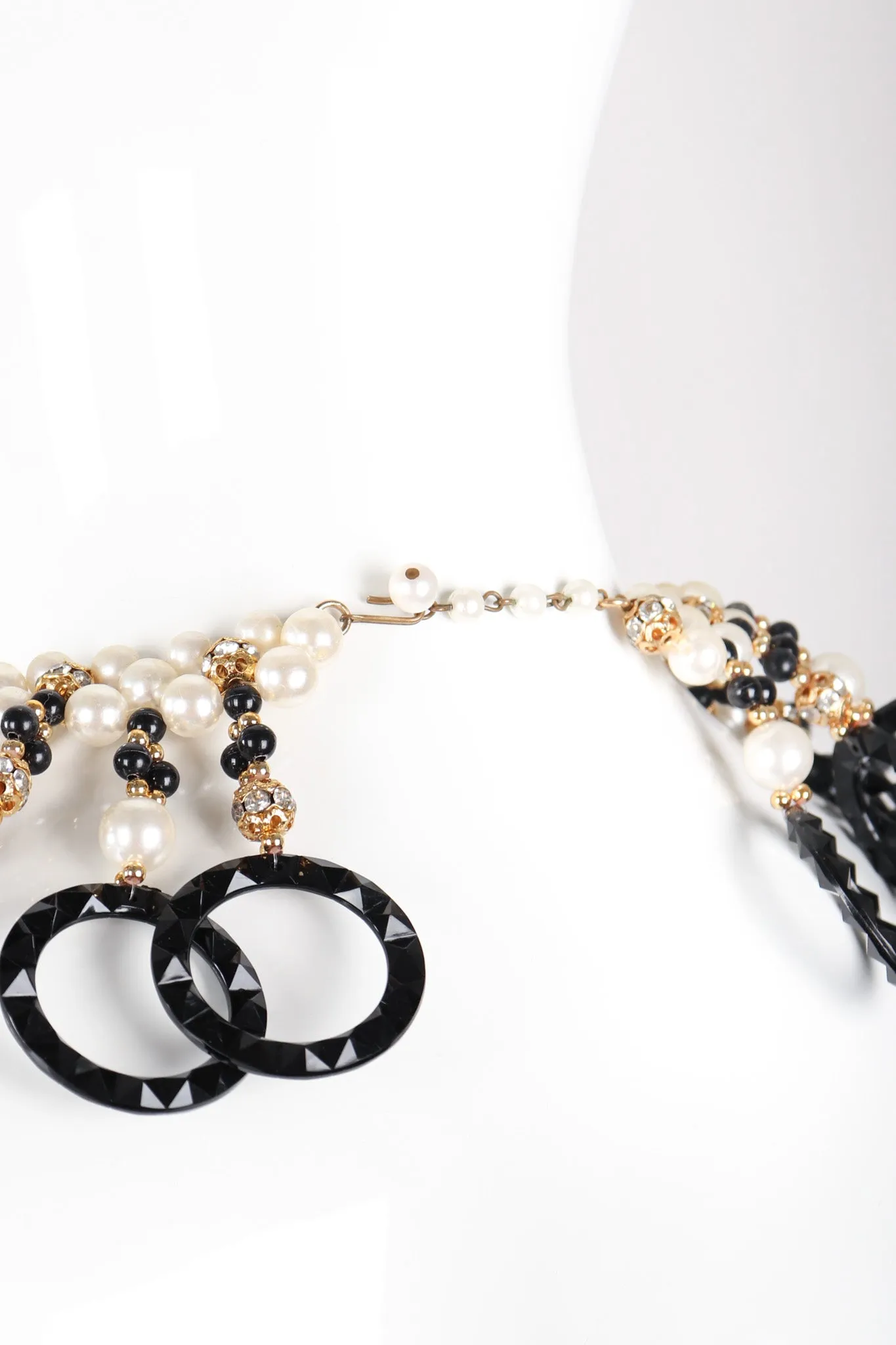 Pearl Lucite Ring Collar Necklace