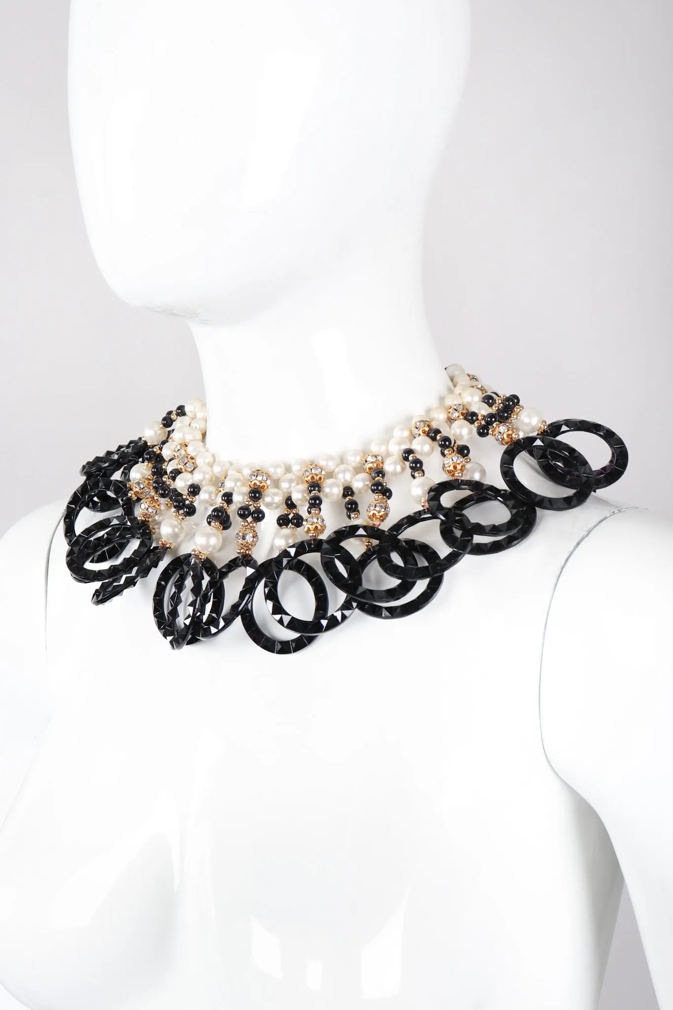 Pearl Lucite Ring Collar Necklace