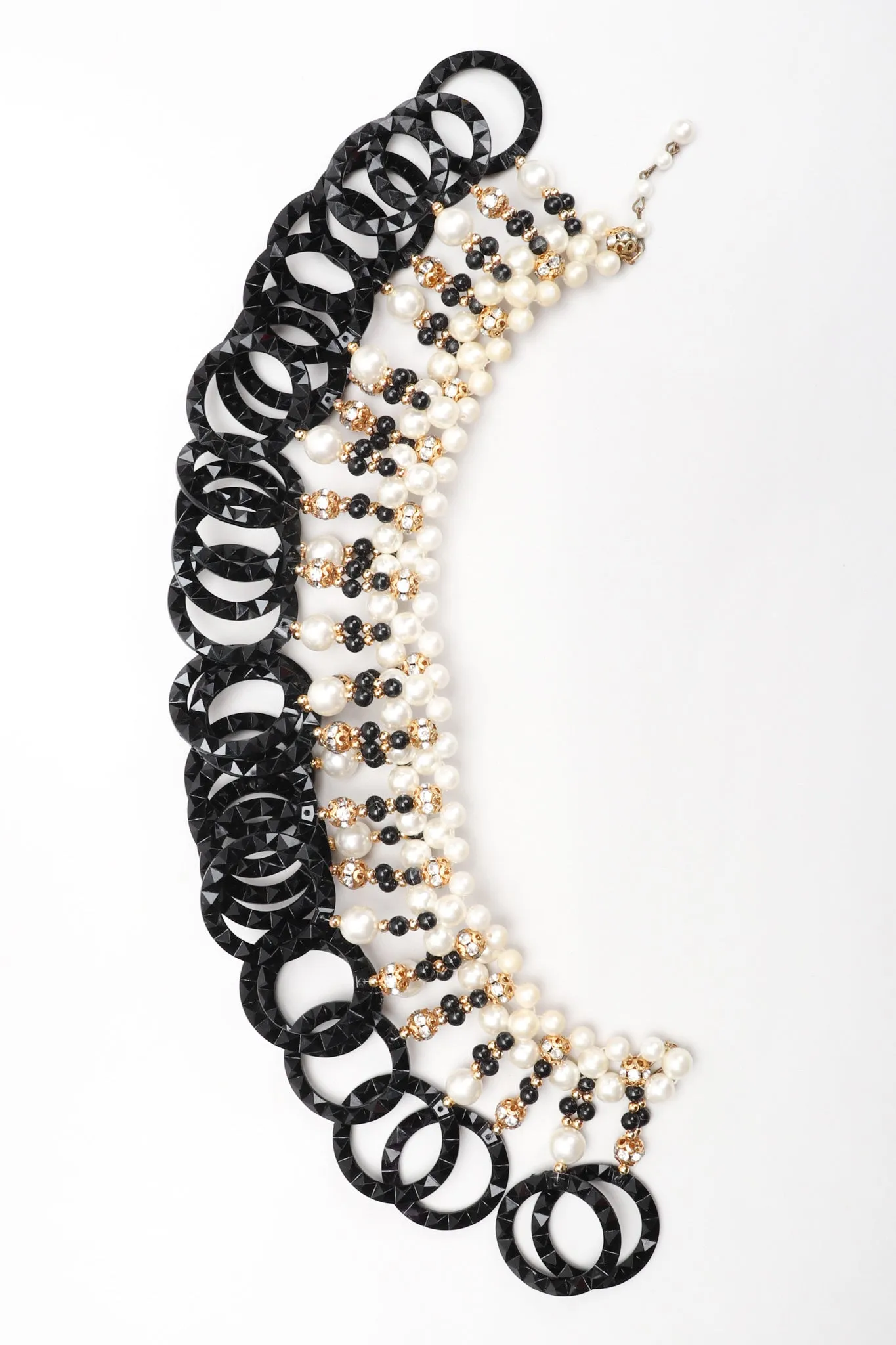 Pearl Lucite Ring Collar Necklace