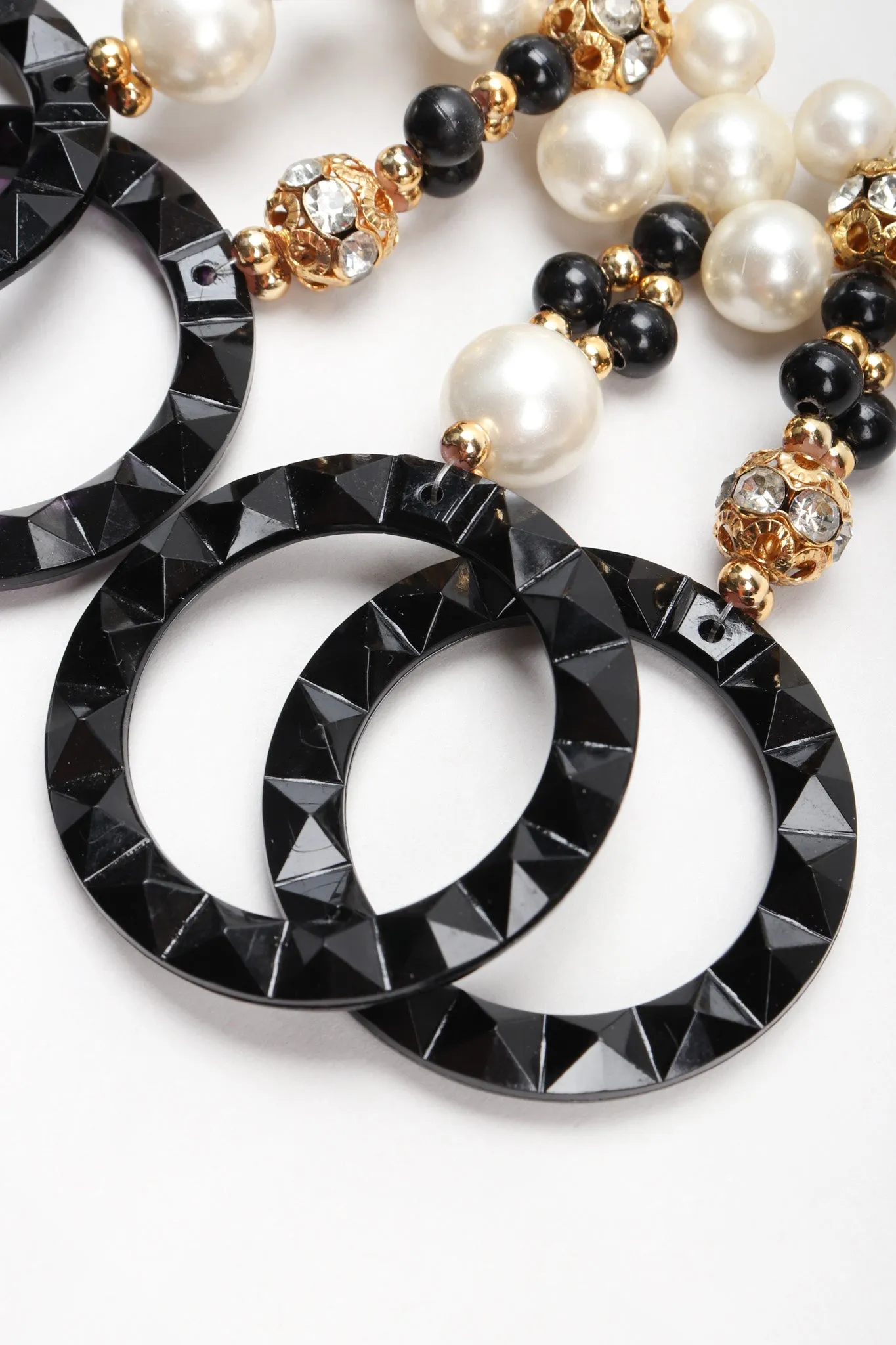 Pearl Lucite Ring Collar Necklace