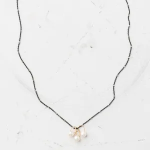 Pearl Trio Drop Necklace on Two-Tone Satellite Chain