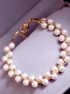 pearl weaved princess bracelet/earring