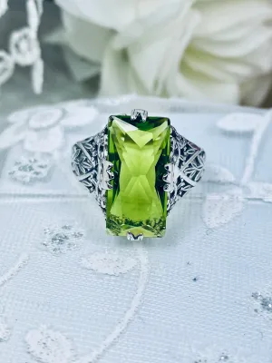 Peridot Ring, Baguette Intaglio, Victorian Jewelry #D31