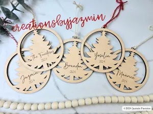 Personalized Family Name Ornament, Christmas Name Tags, Custom Cute Simple Wooden Holiday Tags