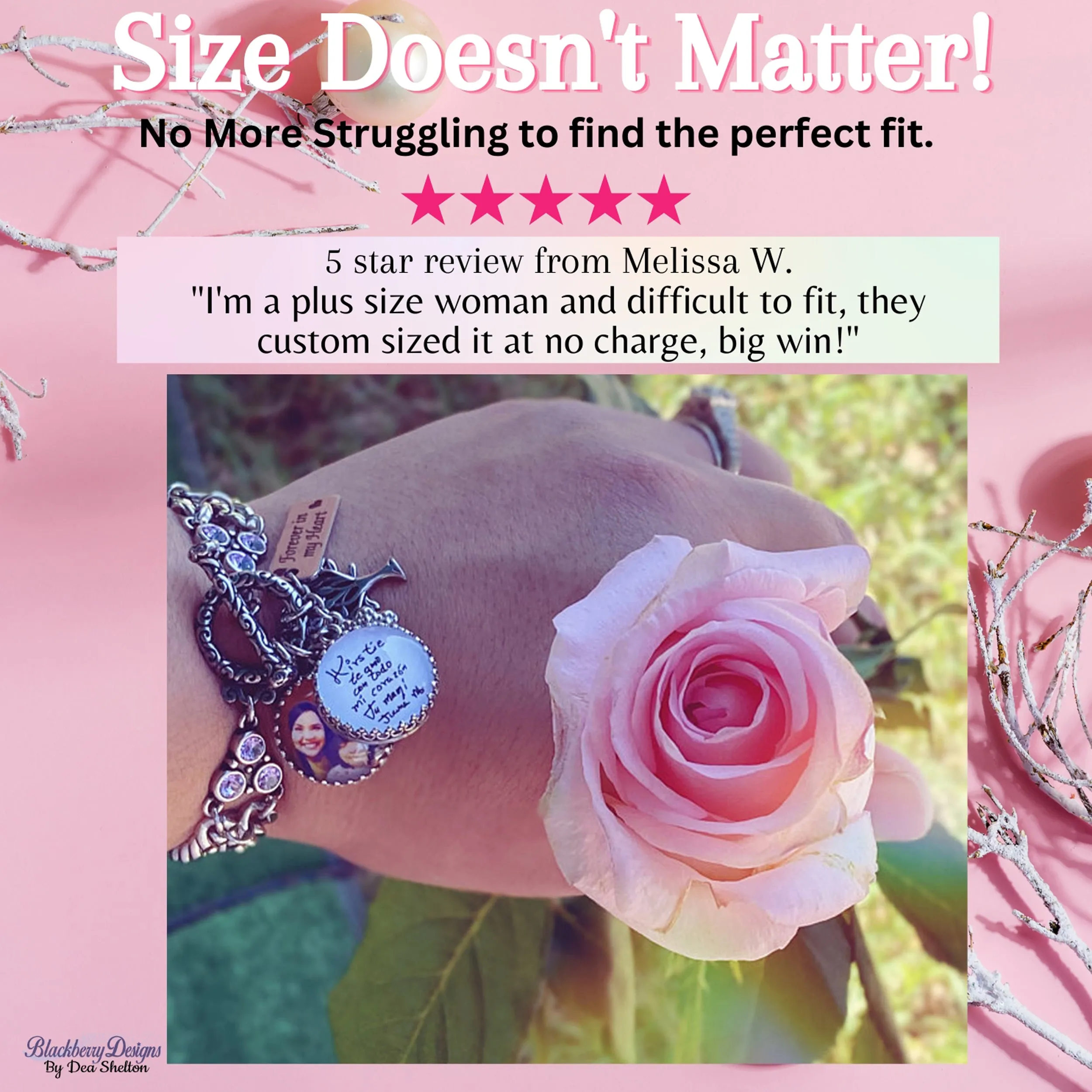 Pink Cameo Charm Bracelet
