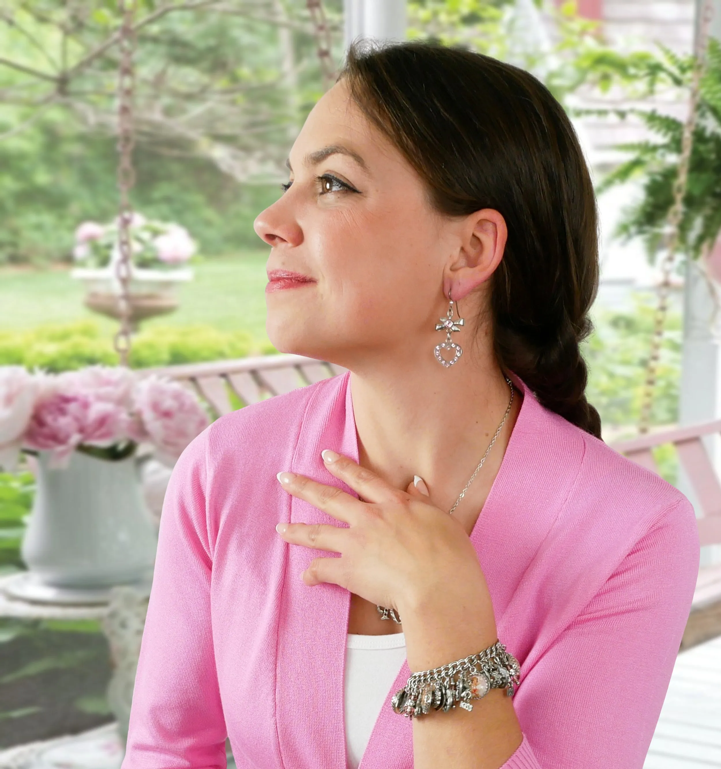 Pink Cameo Charm Bracelet