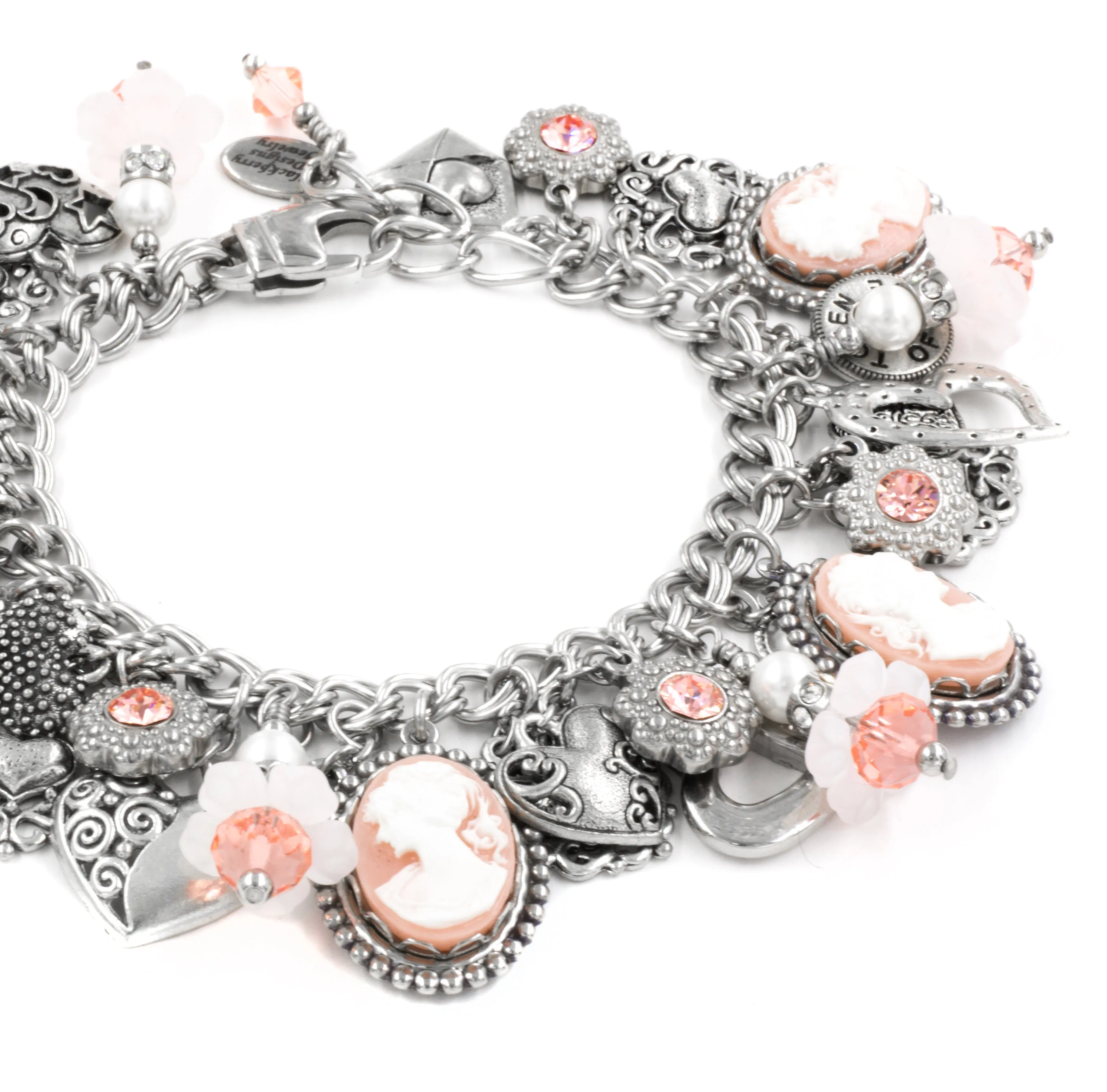 Pink Cameo Charm Bracelet