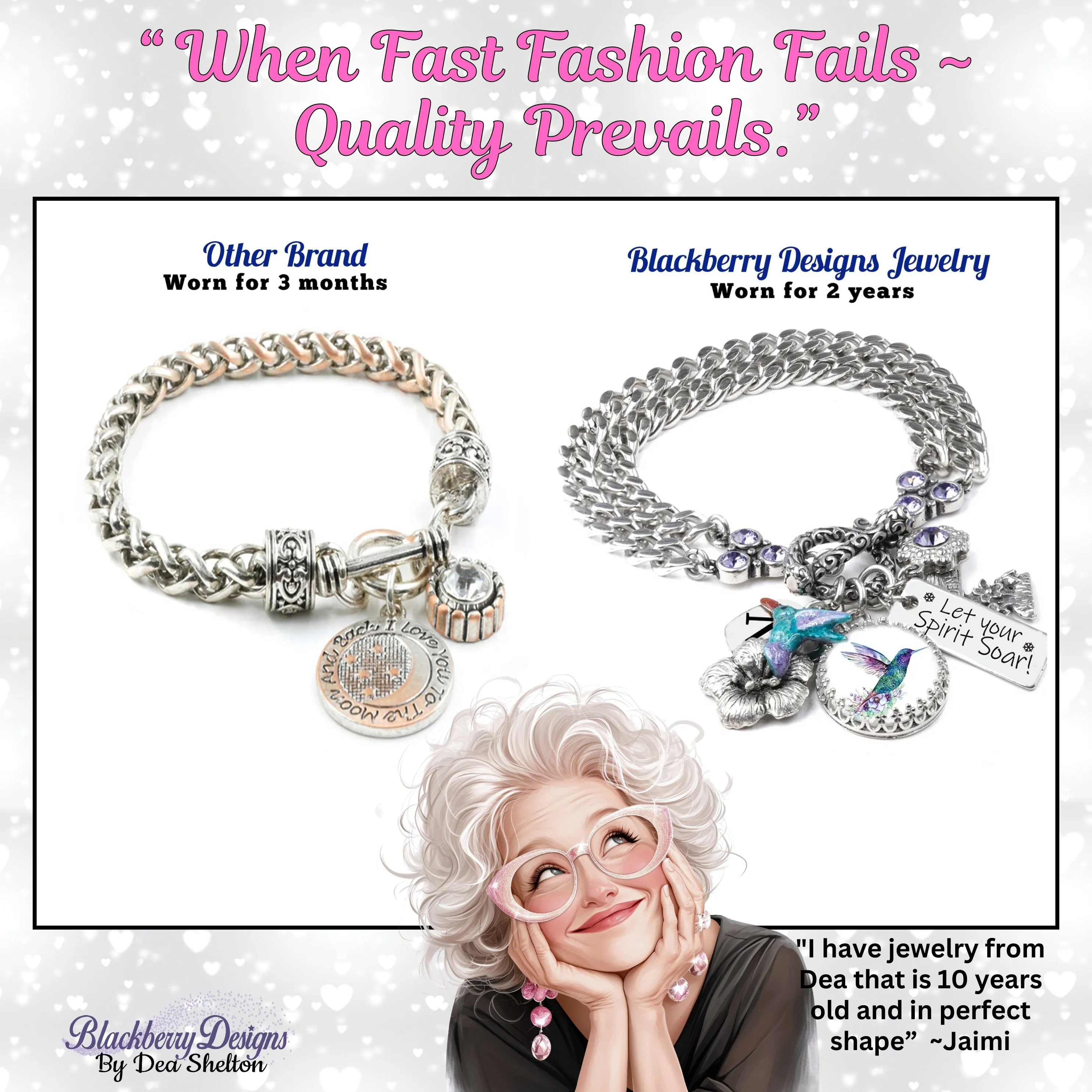 Pink Cameo Charm Bracelet