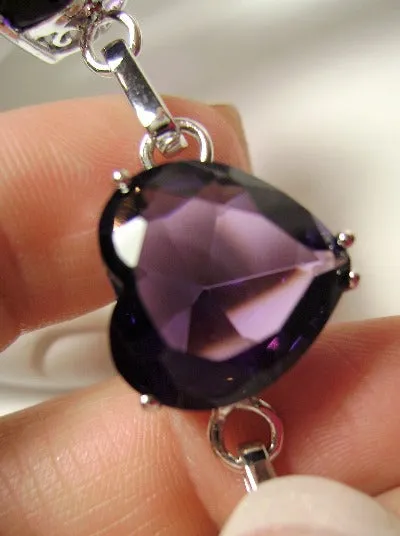 Purple Amethyst Bracelet, Heart Gems, Victorian Reproduction Jewelry #B38