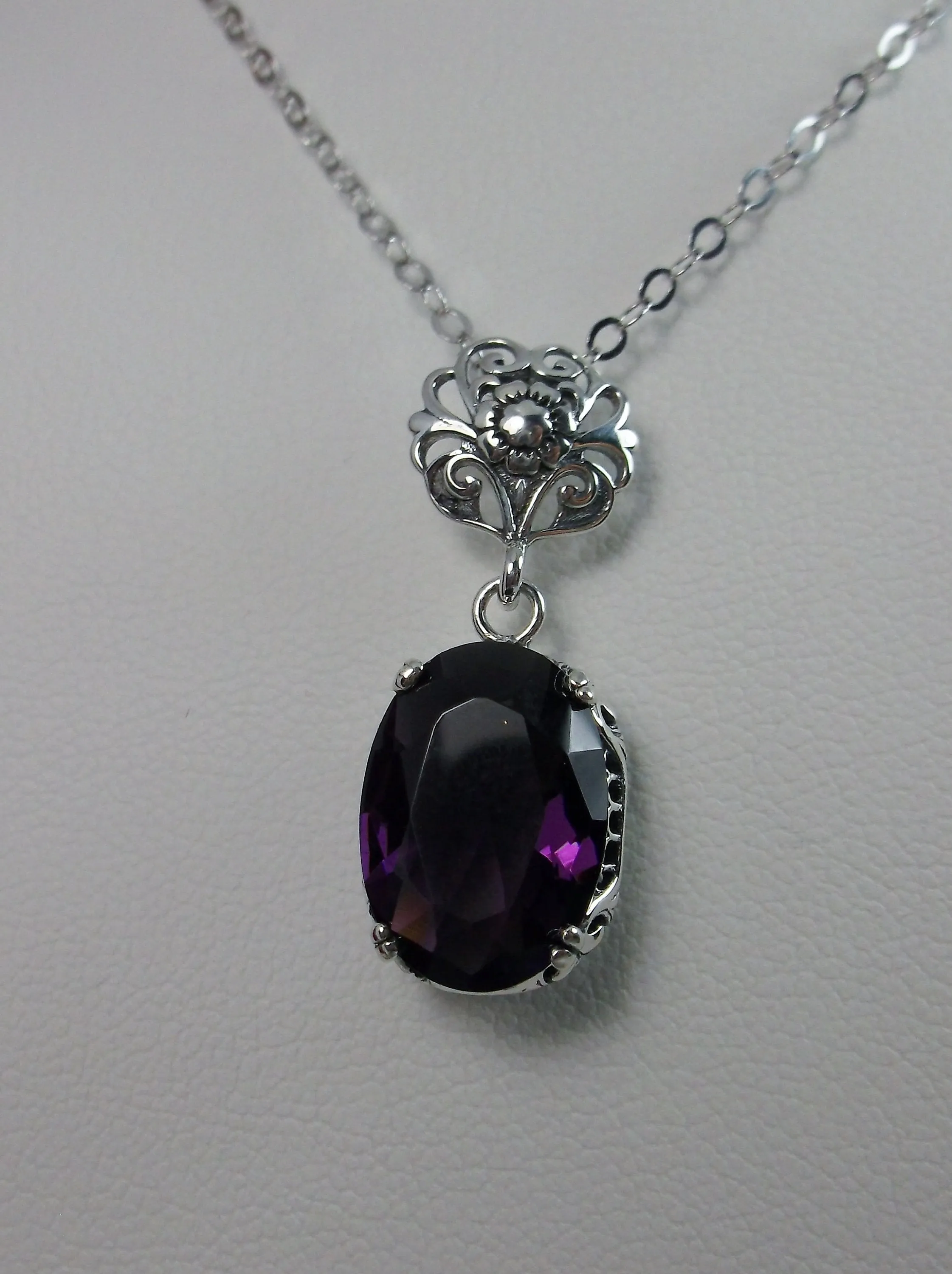 Purple Amethyst Pendant, Edwardian Necklace #P70