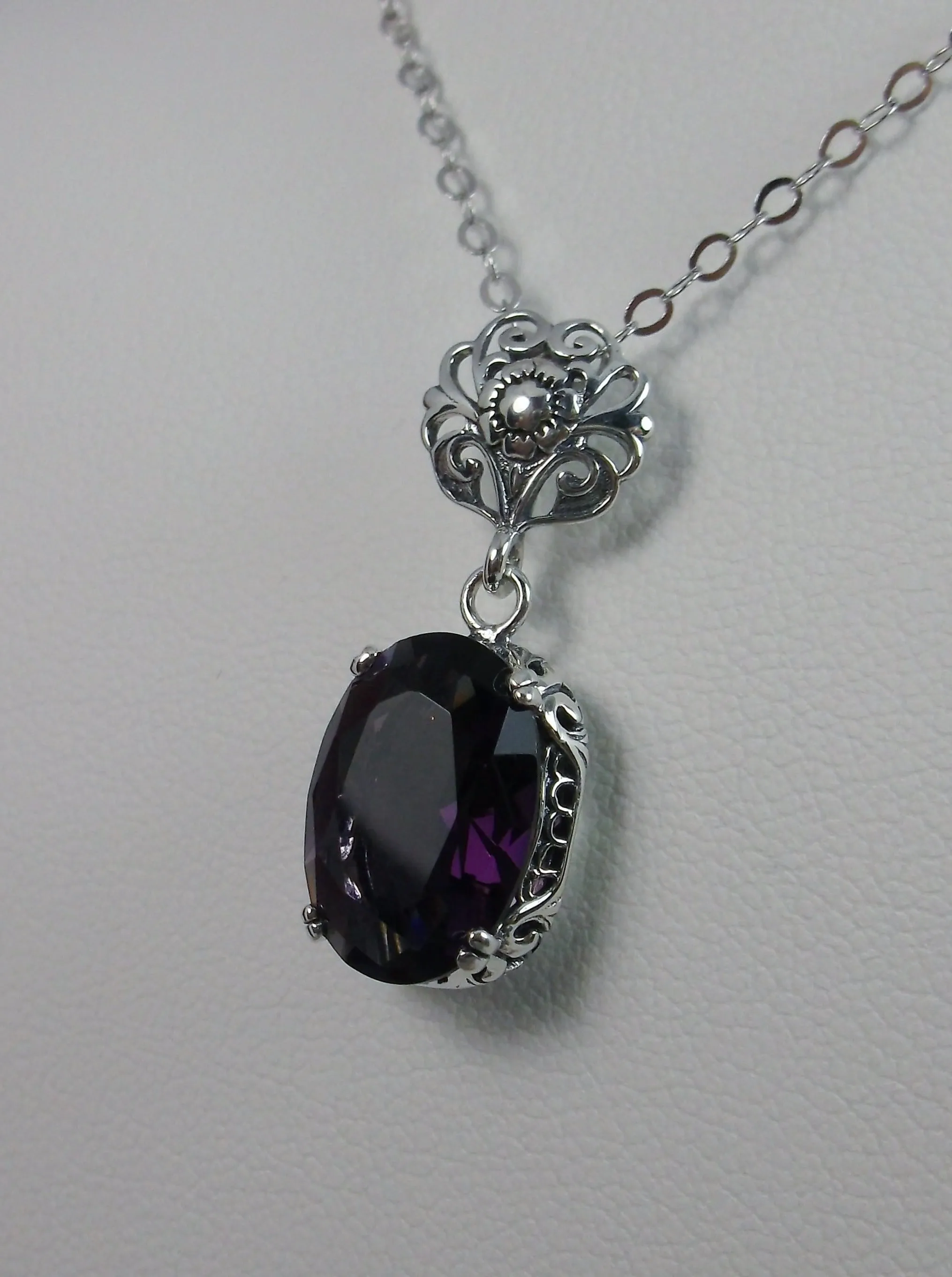 Purple Amethyst Pendant, Edwardian Necklace #P70