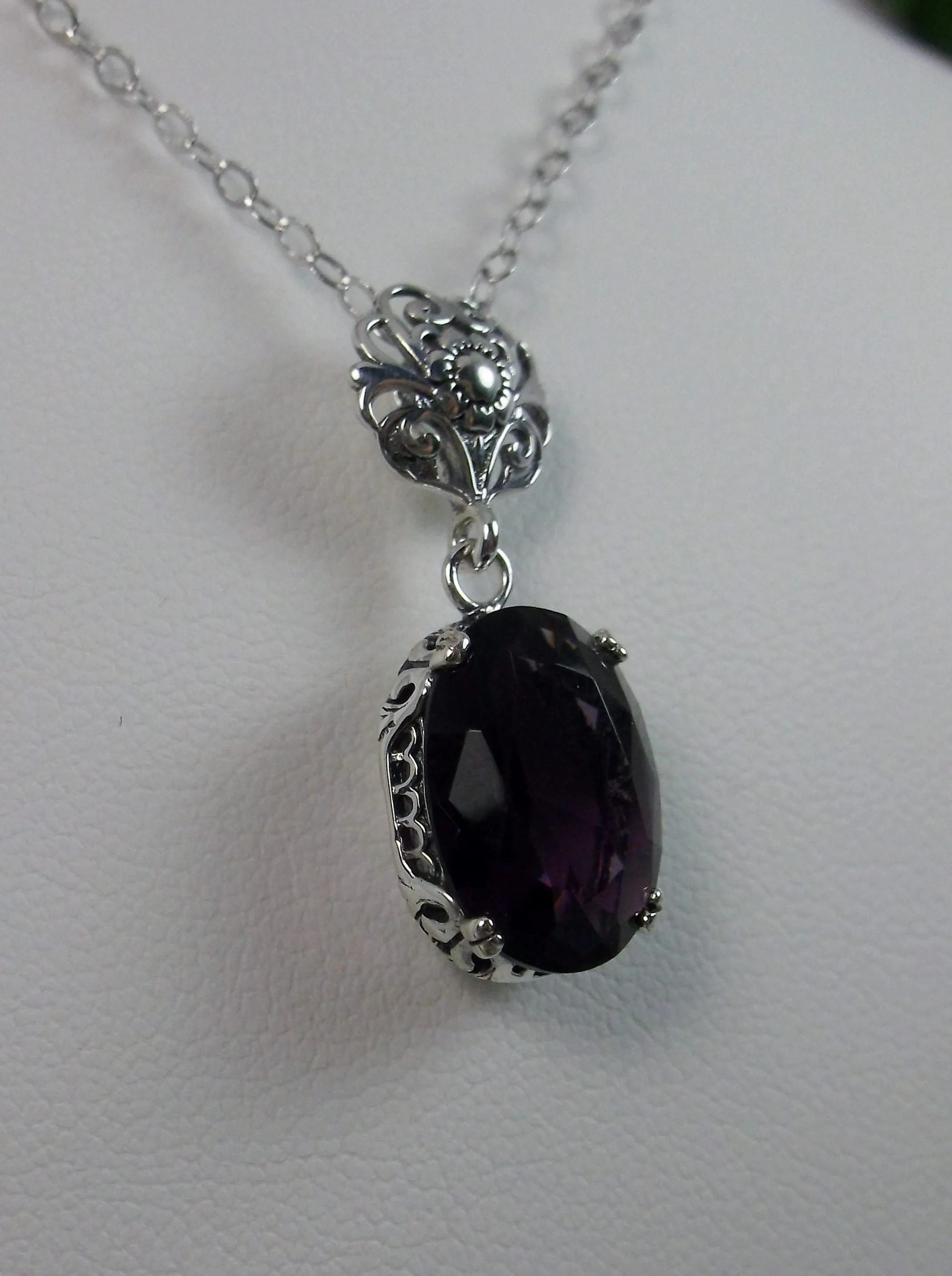 Purple Amethyst Pendant, Edwardian Necklace #P70