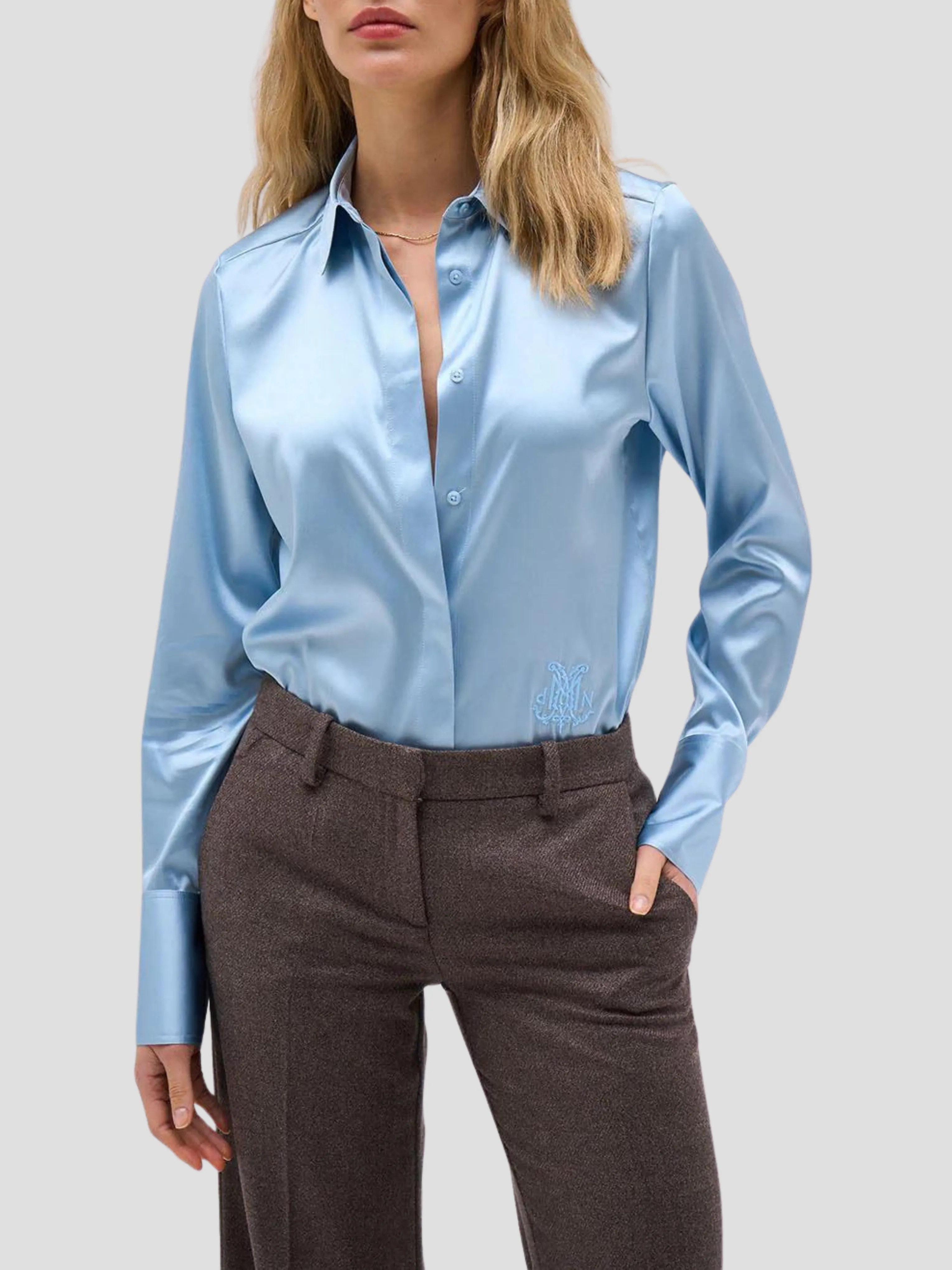 Regina Silk Shirt in Sky Blue