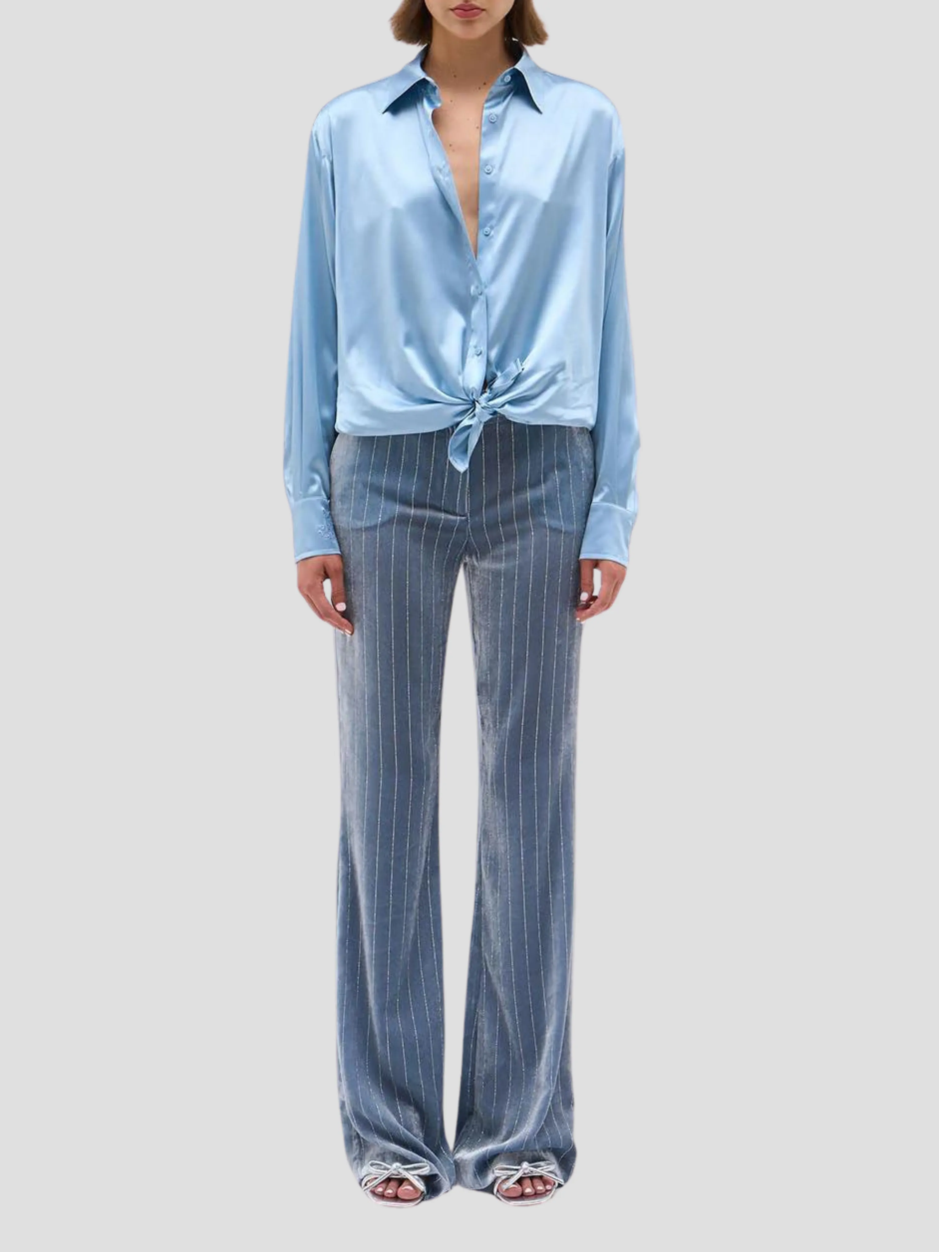 Regina Silk Shirt in Sky Blue