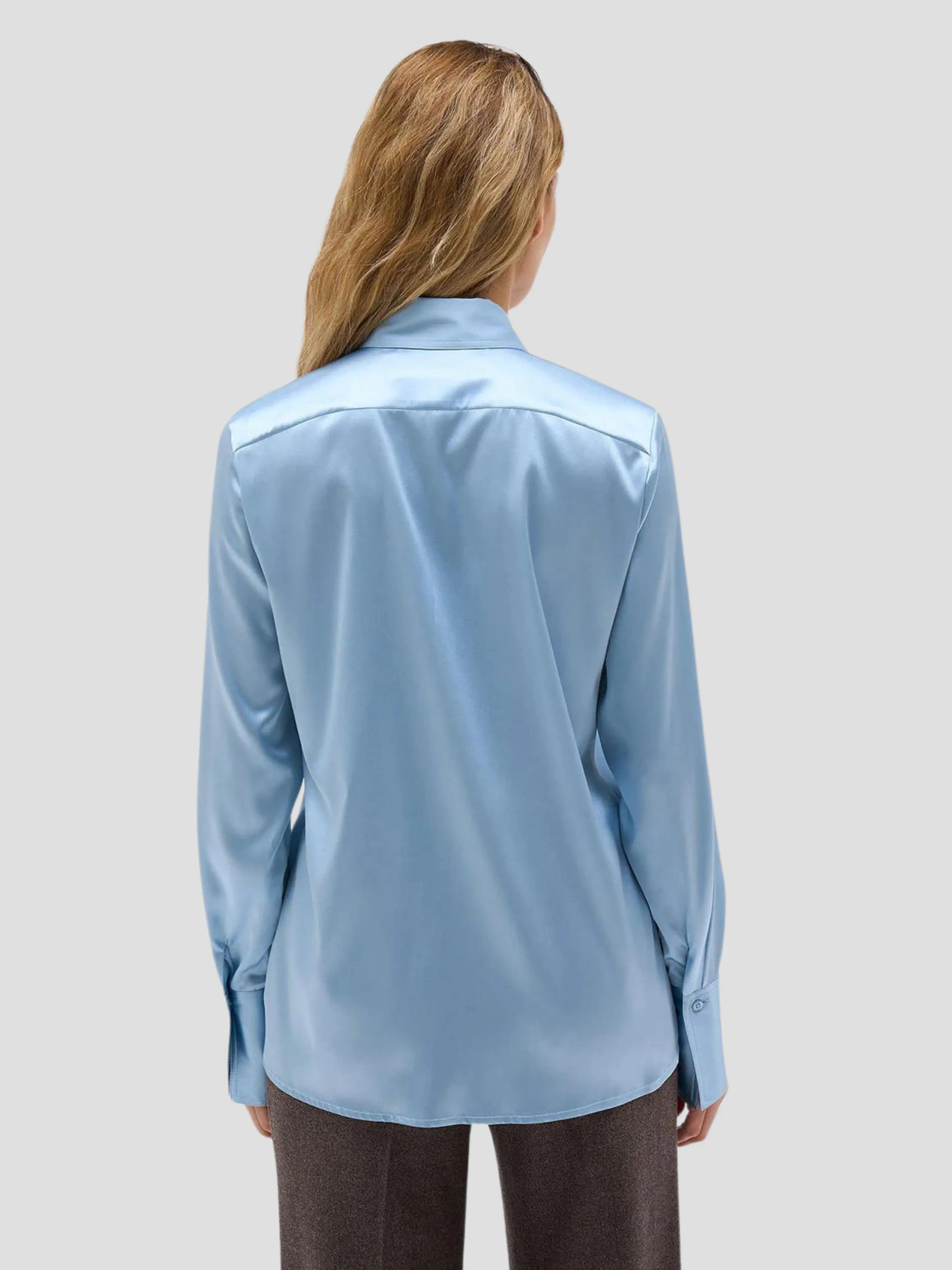 Regina Silk Shirt in Sky Blue